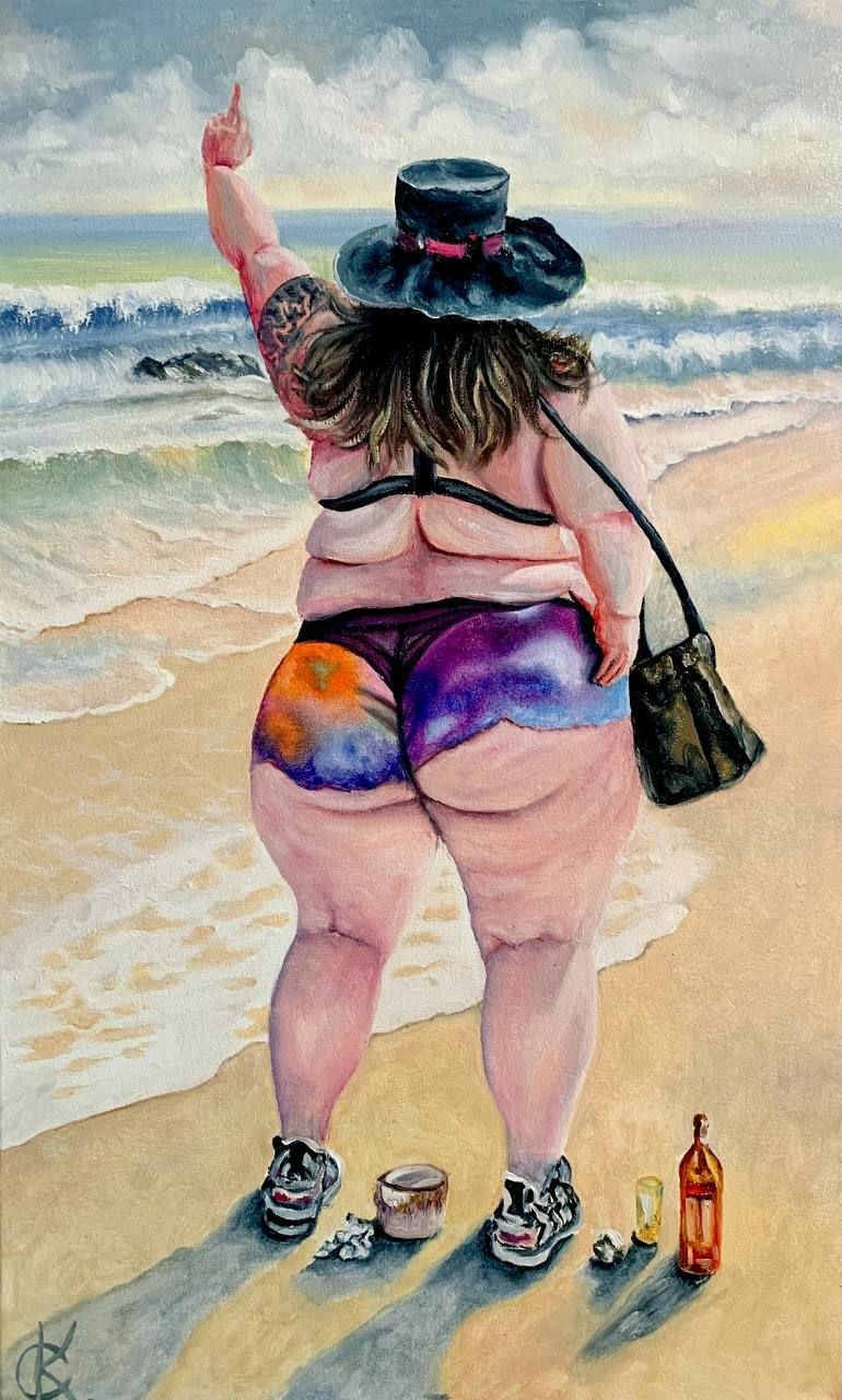 art 293 original painting 65×40 cm KS oil on canvas woman figure sure modern