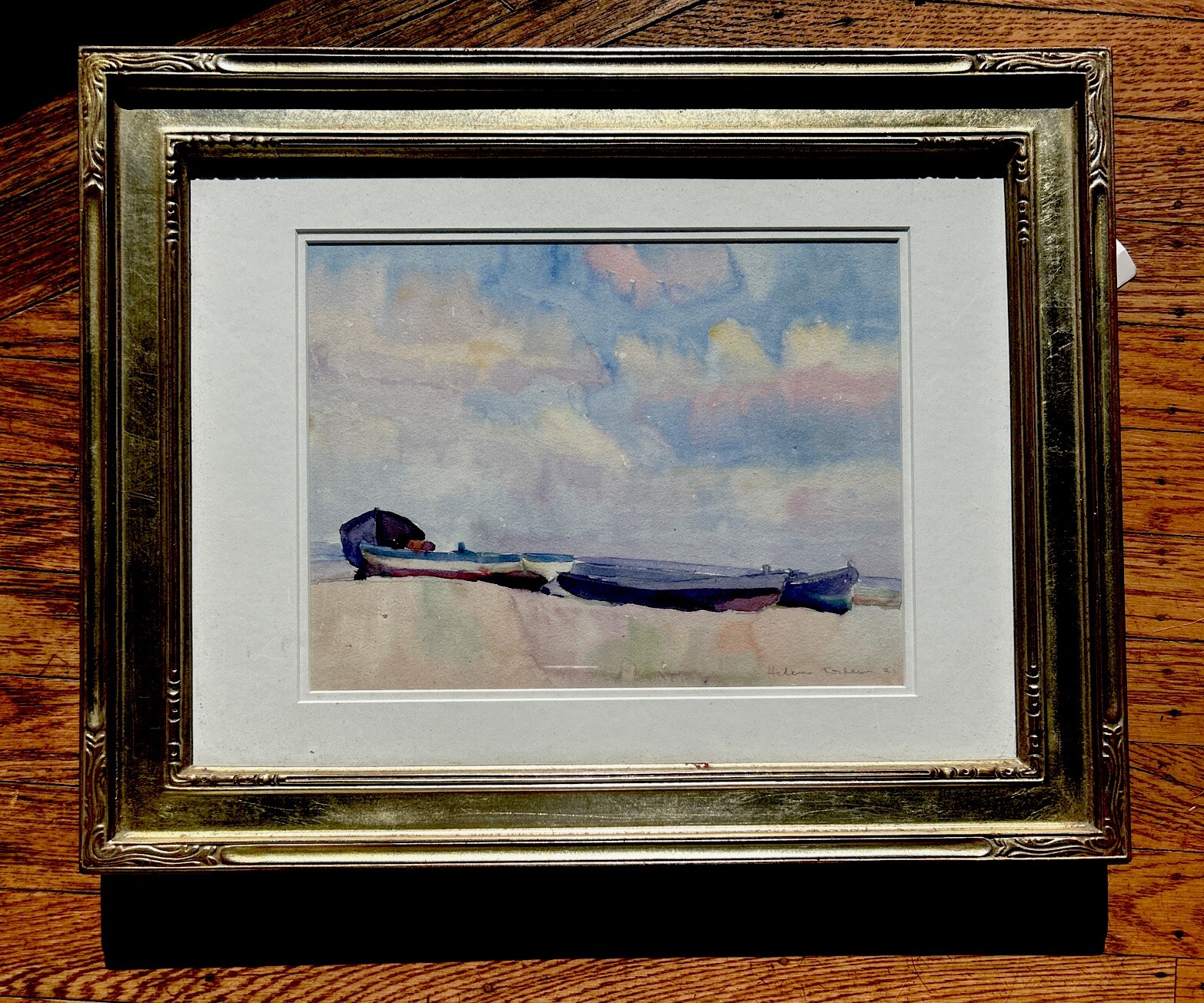 Antique Watercolor Painting By Famous California Artist Helen Forbes, C.1928
