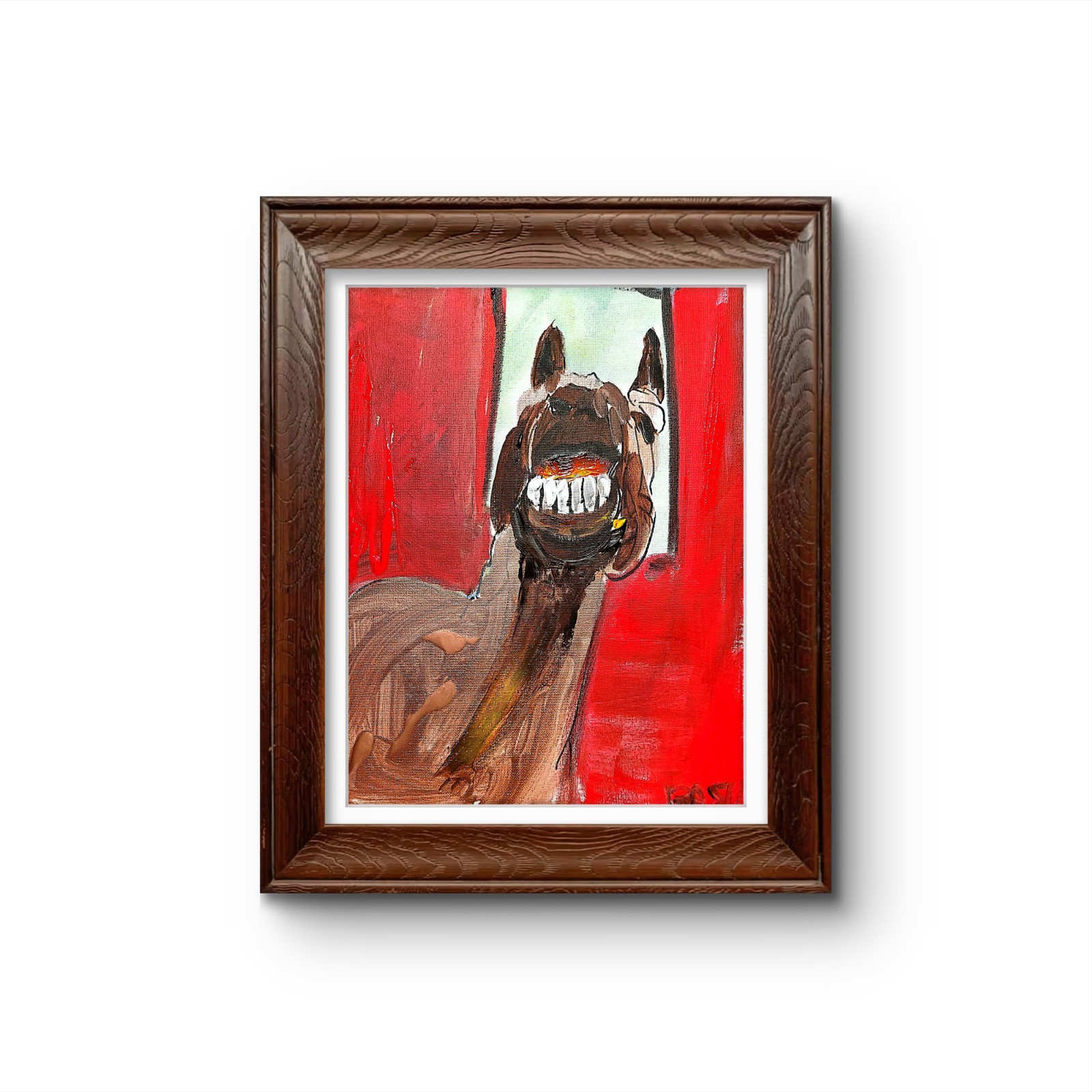 Laughing Horse Modern Abstract Face Expressionism Acrylic Art