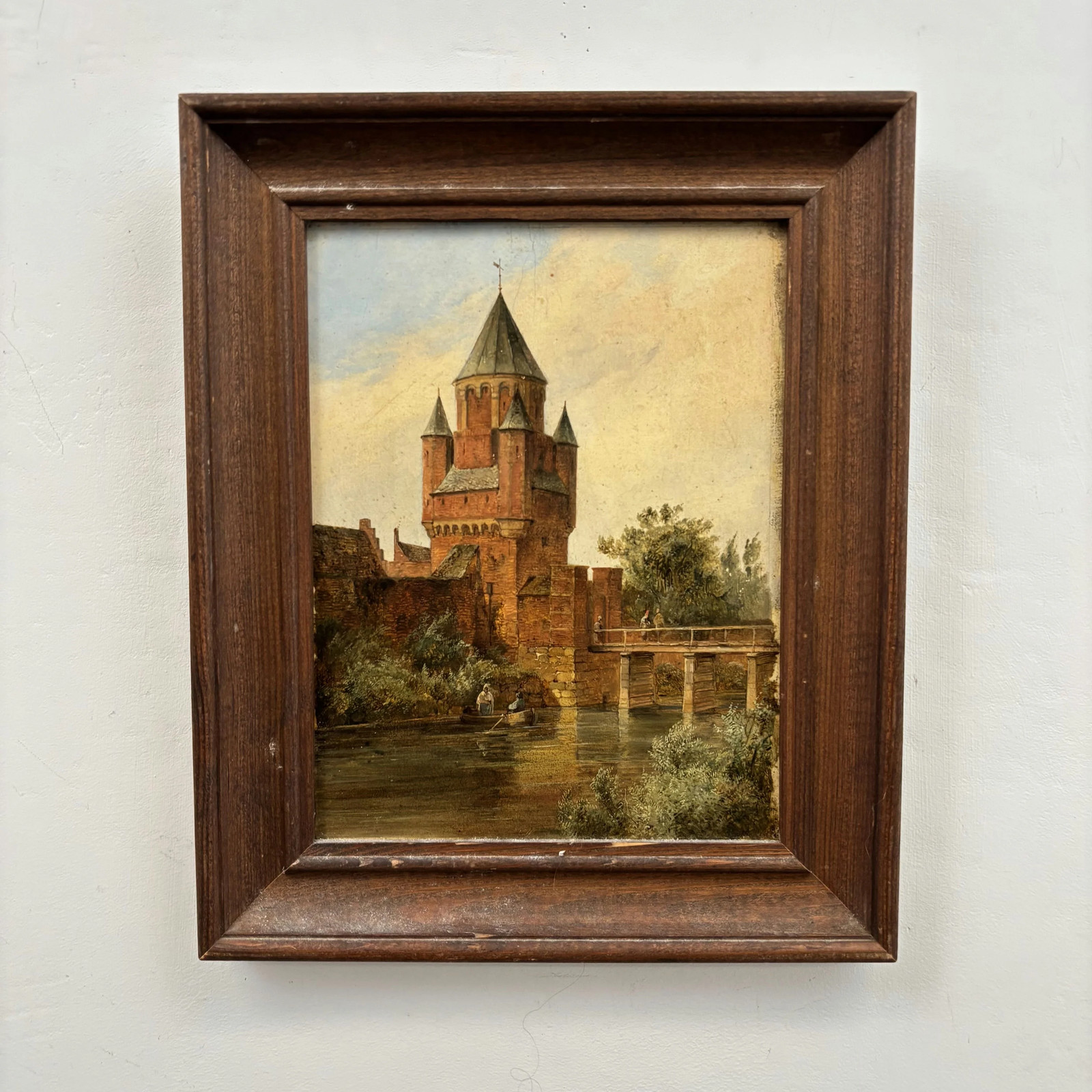 Traditional Cityscape Oil Painting «Cardboard Backing» Elegant Small Artwork