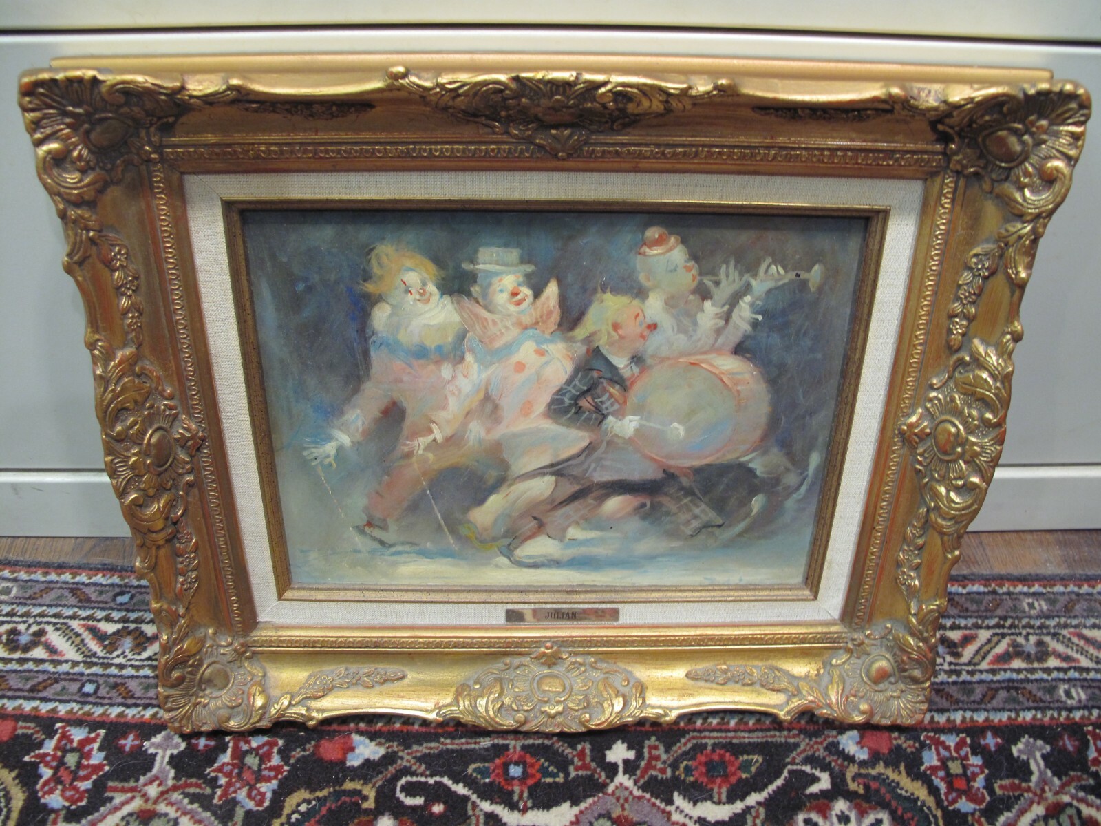 Magnificent Signed Julian Ritter Original Clown Oil Painting «Clown Band»