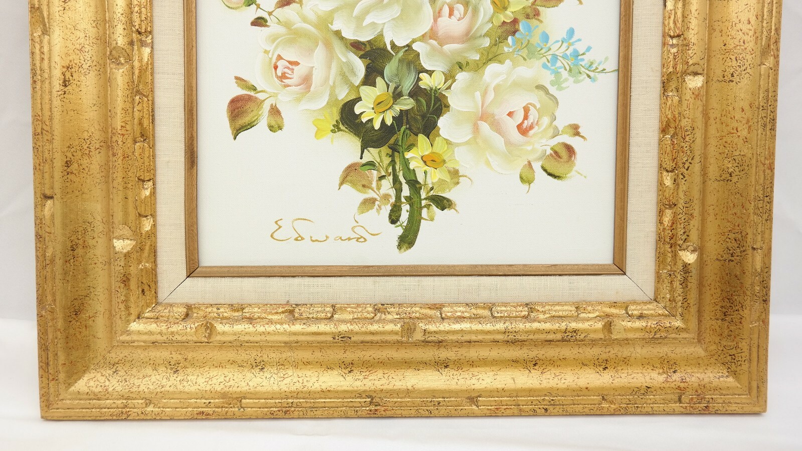 EDWARDS FRAMED & SIGNED PAINTING FLOWERS 24″ x 20″ – VERY NICE! TF