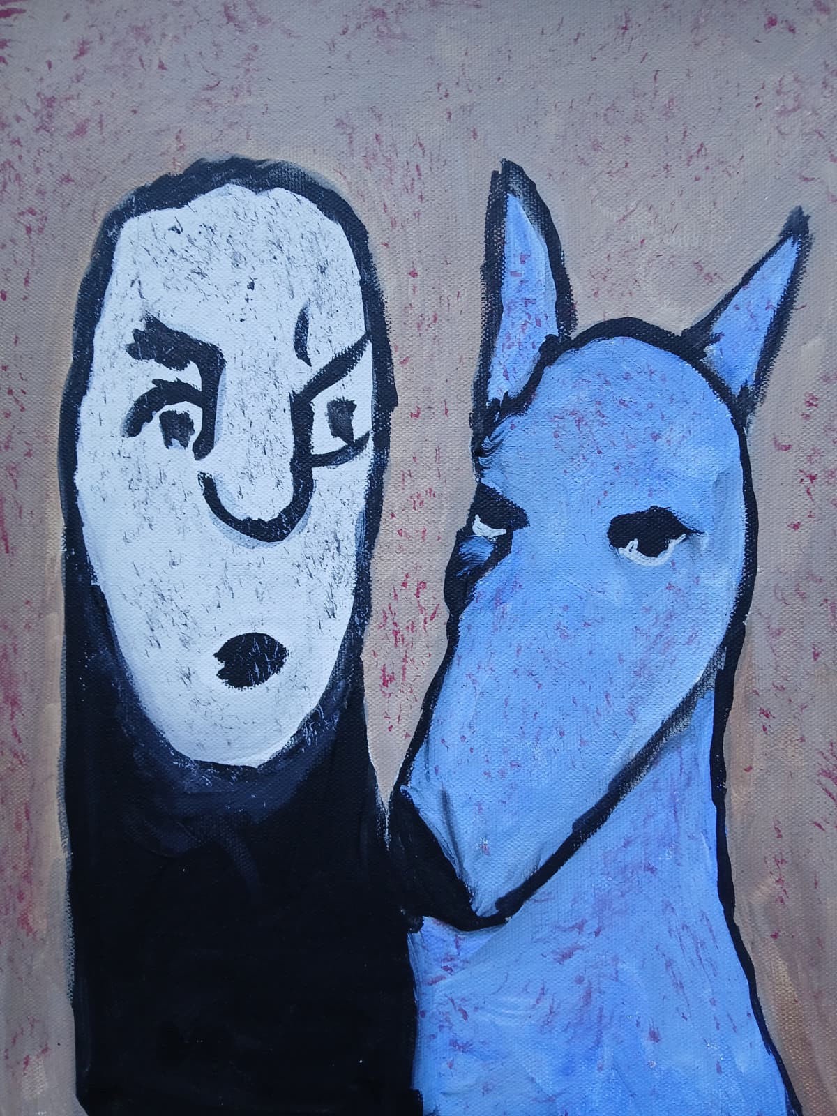 Expressionism/Abstract 11×14 Mans Best Friend Original Colorful Art Painting