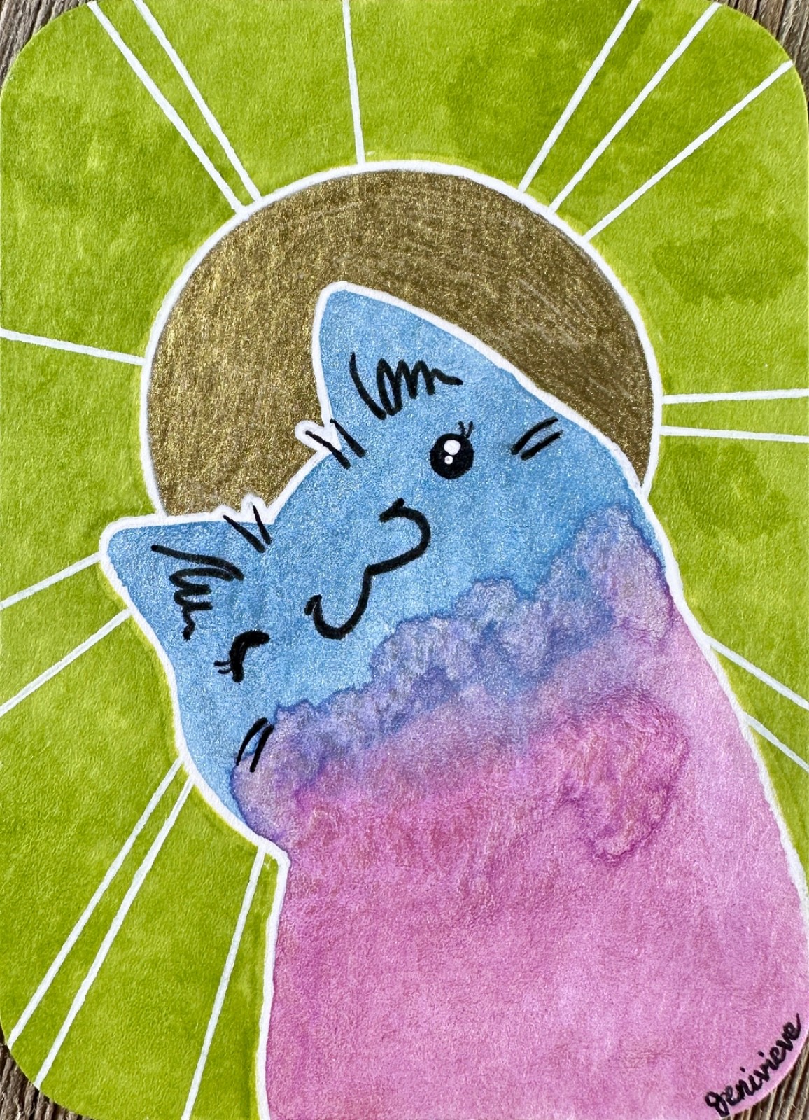 Watercolor Sassy Cat ACEO Artist Trading Card OOAK Original Art – Not A Print