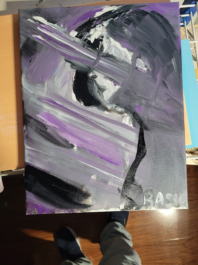 Purple Sunrays Through Blinds Neo Expressionism Original Artwork 11×14 Canvas