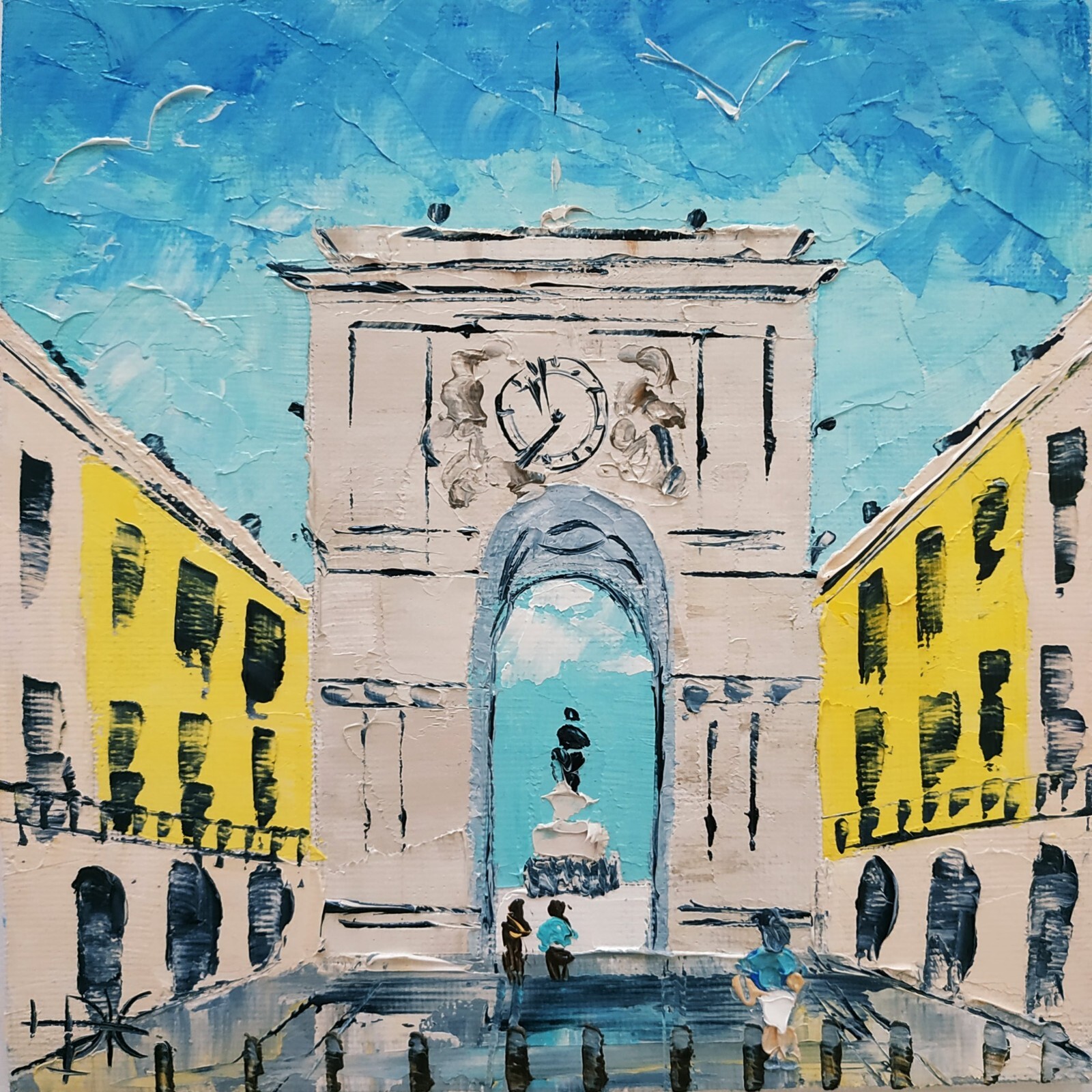 Lisbon Painting Portugal Art Original Art Impasto Oil Painting 3D Art 6×6″