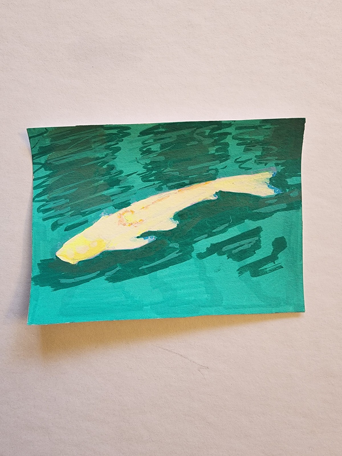 ACEO Original Abstract Acrylic Painting of a Koi Fish by Kiva