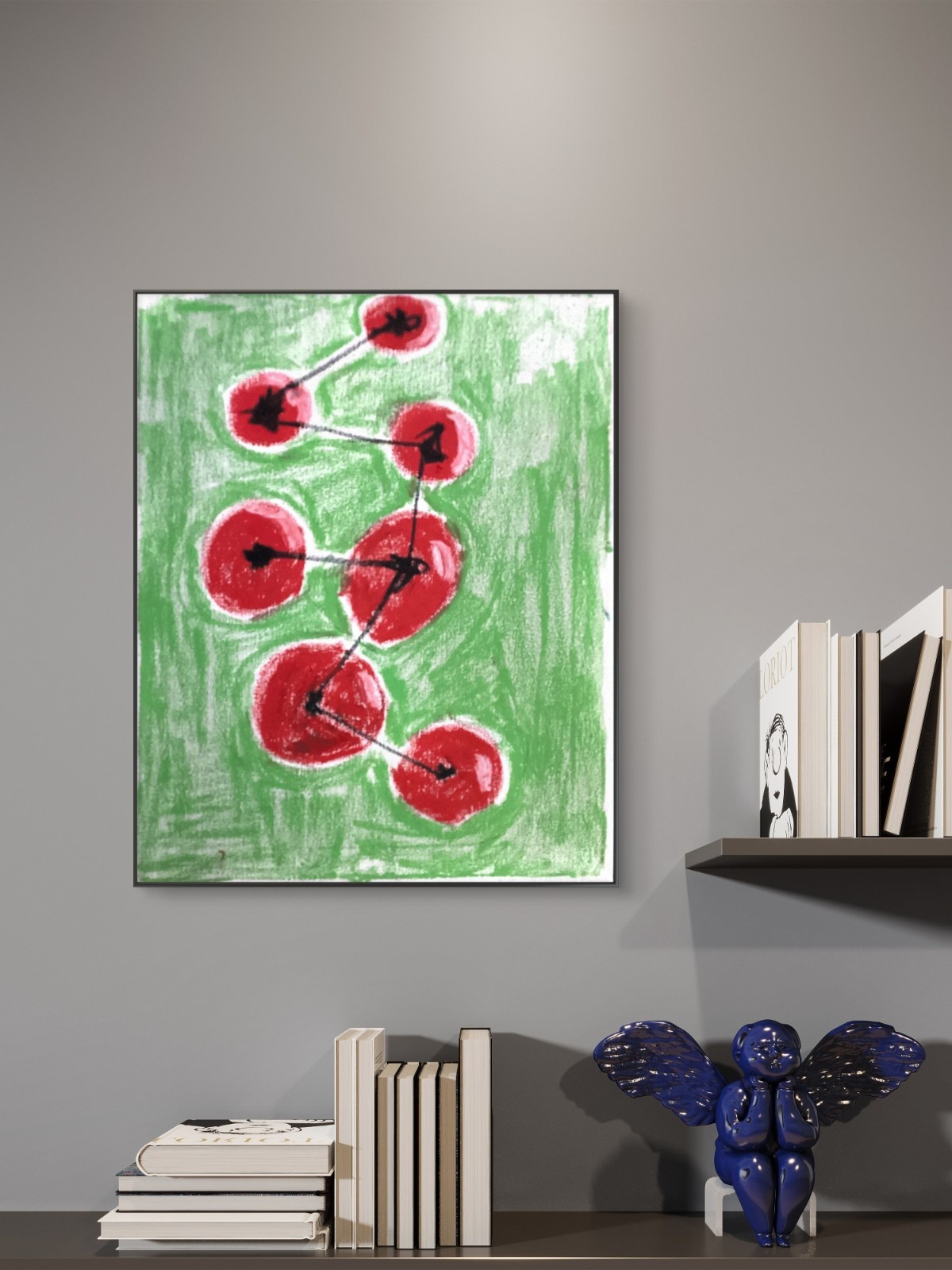 Summer Tomatoes Green Red Textured Food Abstract Modern Original Art 11×14 Paper