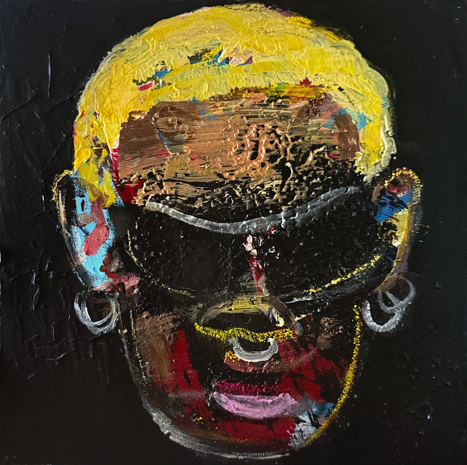 Dennis Rodman – Original Acrylic on Canvas 10x10in by Sergio Santos