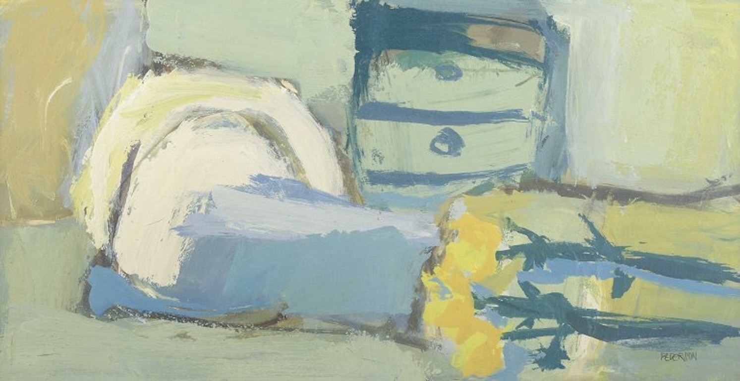 Swedish artist. Oil on panel. Abstract still life. 1960s