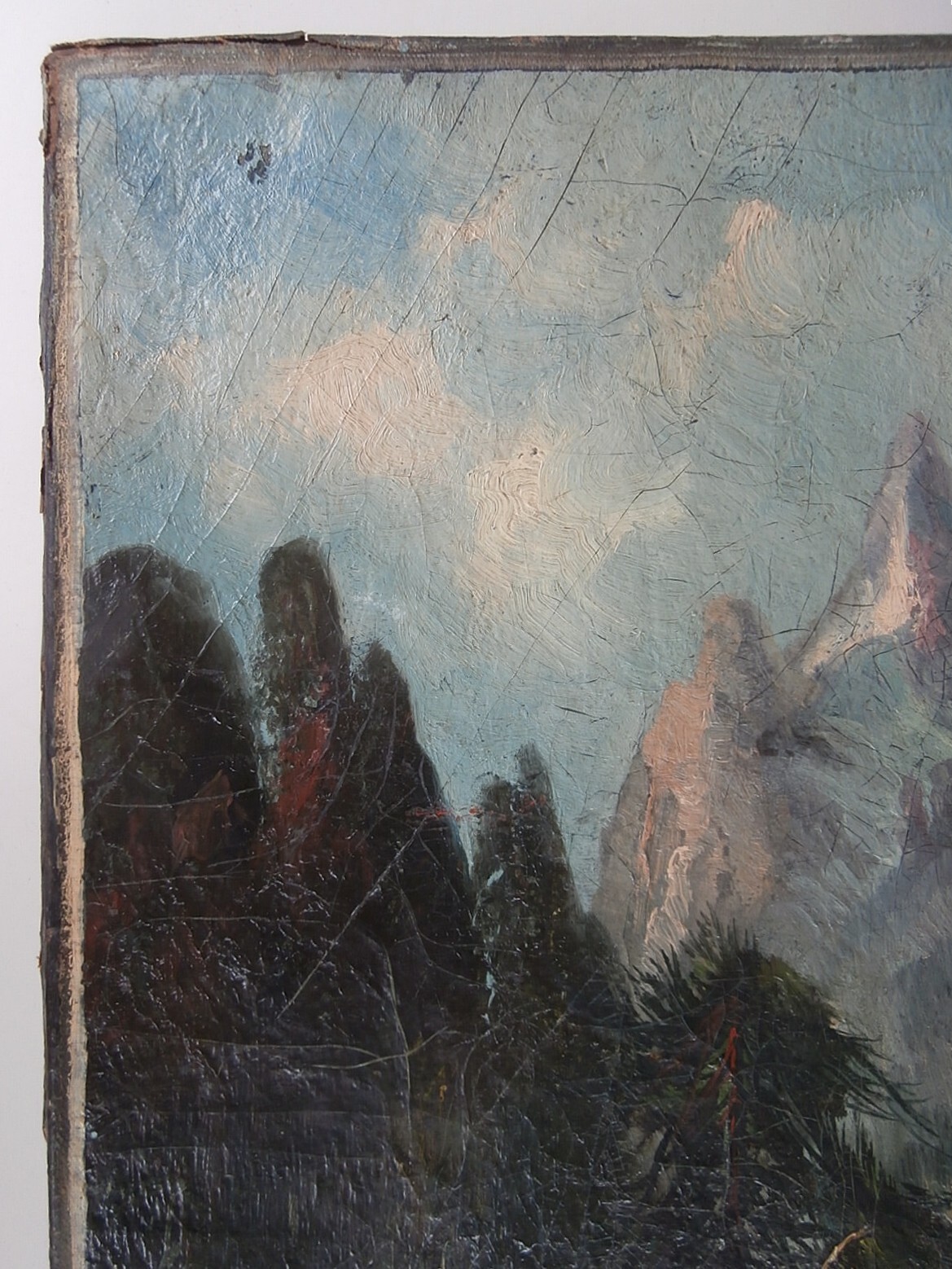 1860s Artist SIGNED «FB» 19th C. PAINTING Frederick Butman ROCKY MOUNTAIN SCHOOL