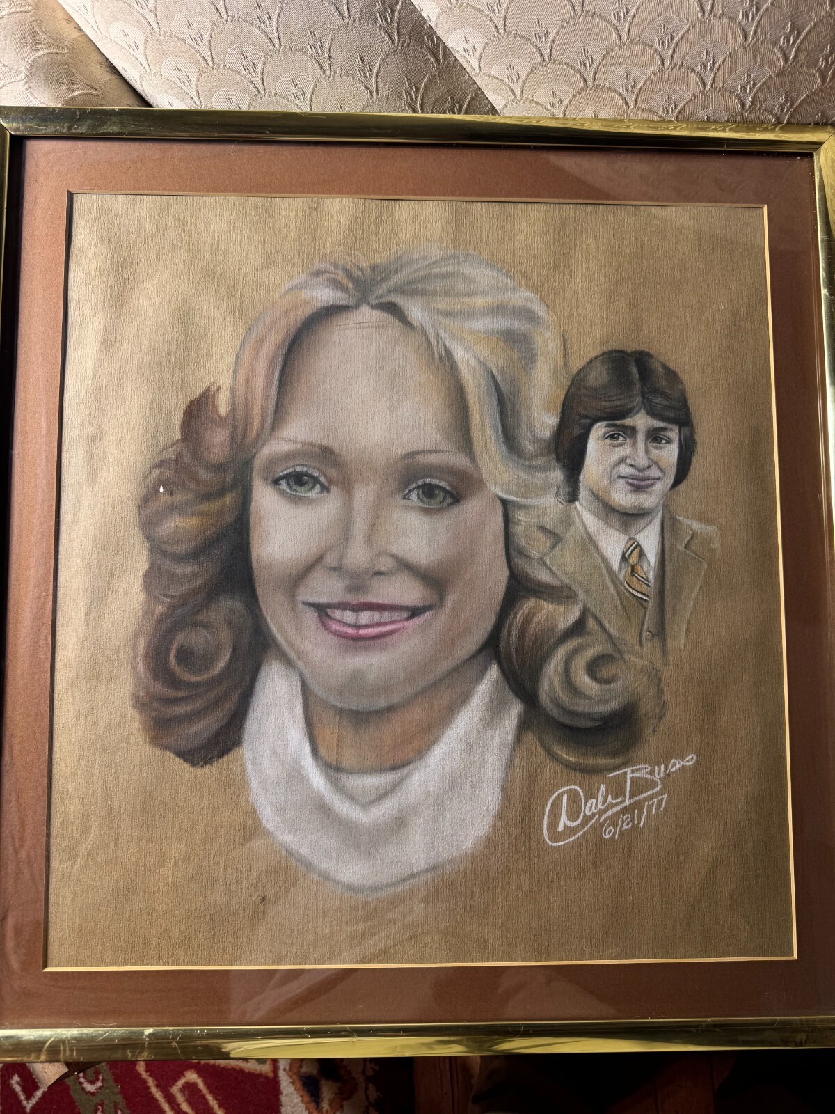 Dale Buso? 1977 «Female And Male Portrait» Pastel Painting – Signed And Framed