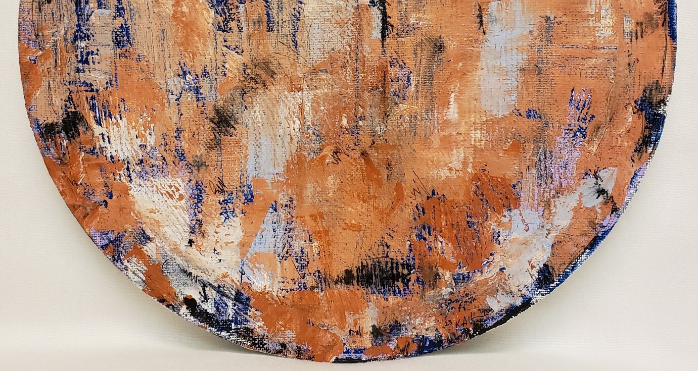 No.572 Original Abstract Modern Minimal Round Painting By K.A.Davis Art