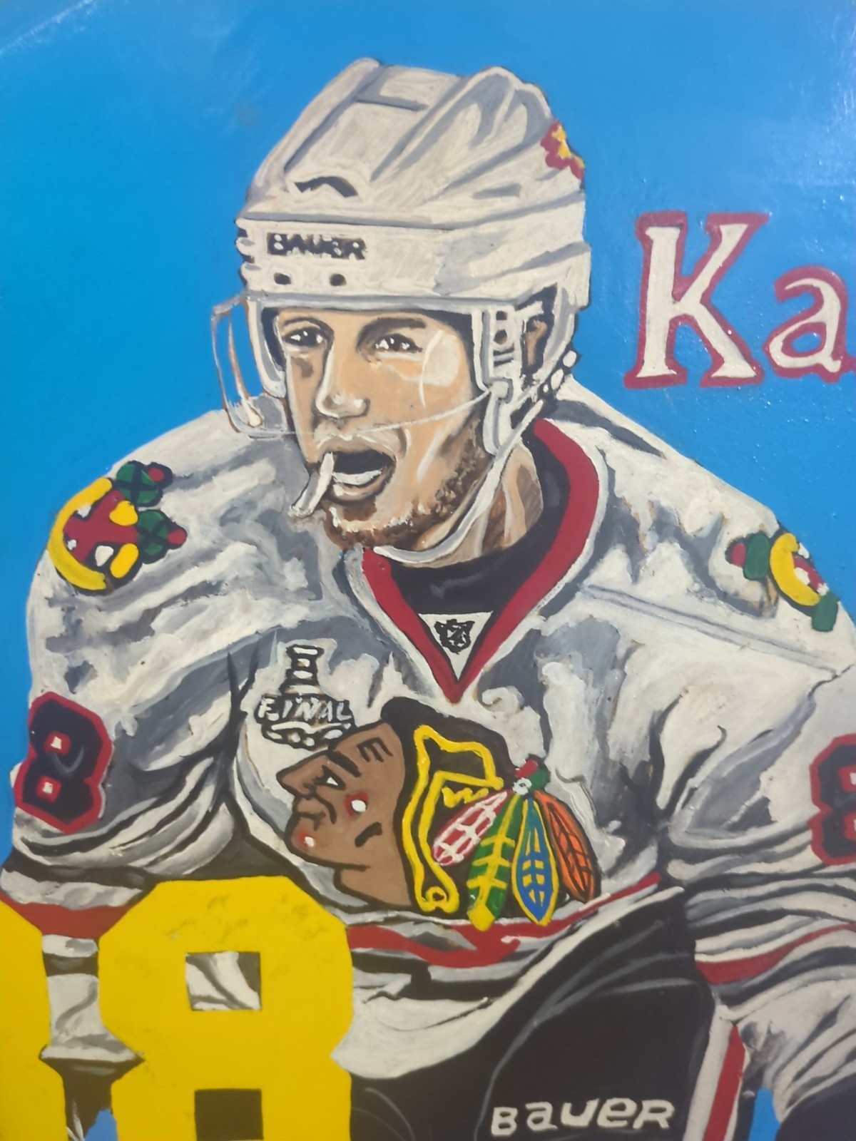 Patrick Kane #88 Chicago BlackHawks Hand Painted Picture Wall Hanger 2010