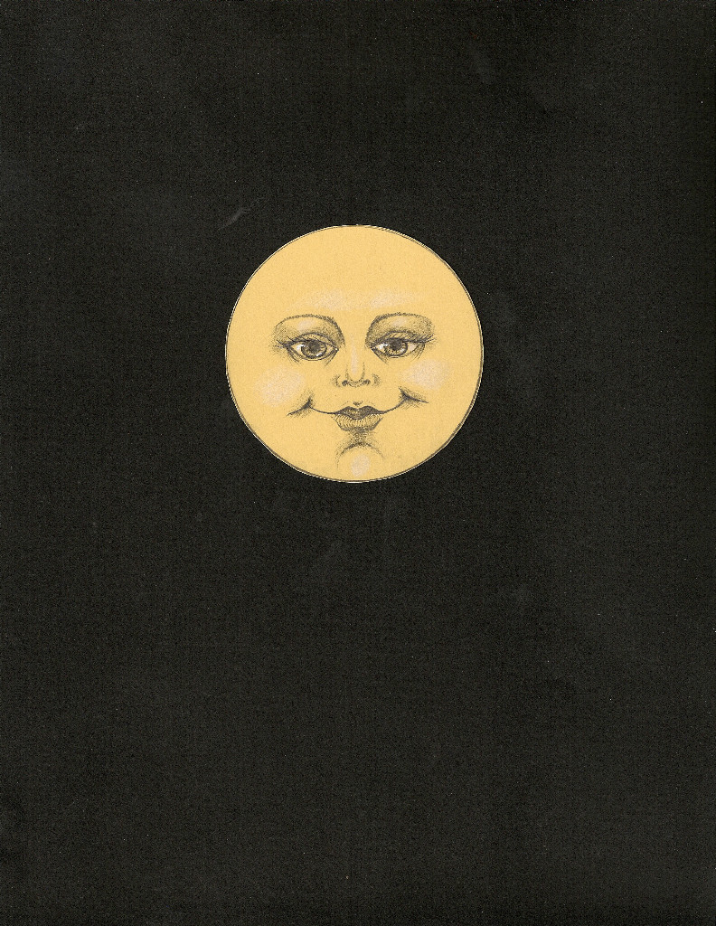 ACEO PRINT OF PAINTING HALLOWEEN MAGIC moon VINTAGE STYLE FOLK ART RYTA GOTHIC