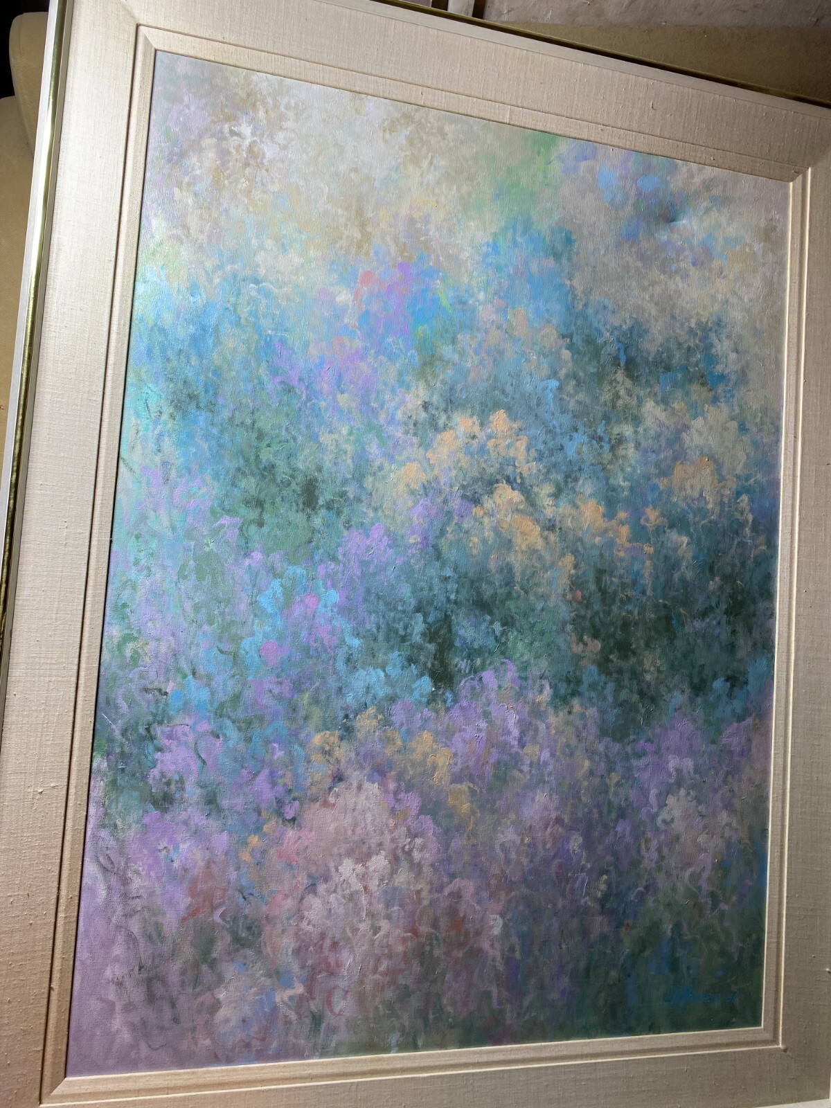 Huge Laurence DiRosario (b. 1932) «Abstract Composition» Oil Painting – Framed