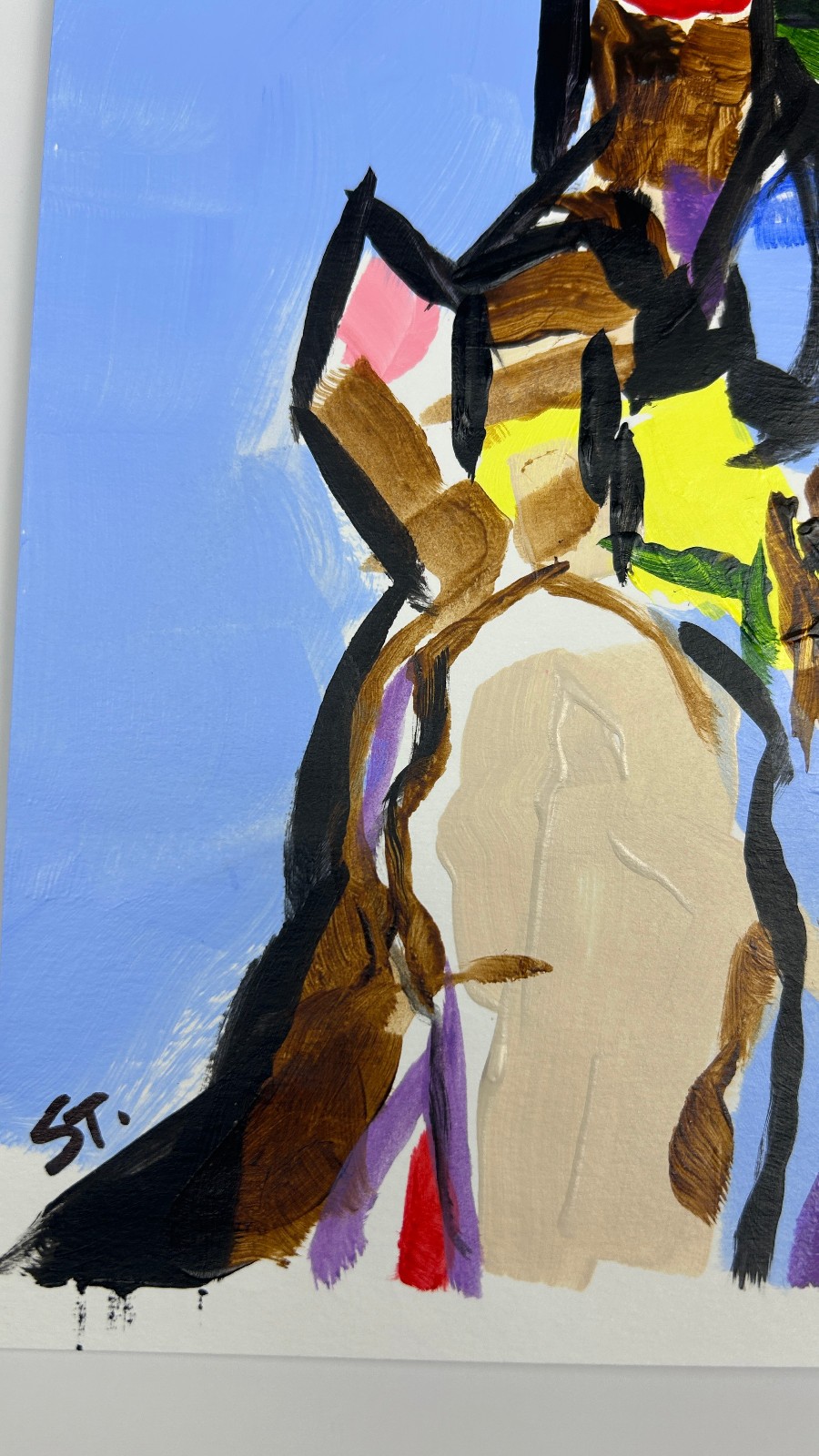 Abstract Cowboy Expressionist Wall Art STerling Original Paper Art 11×14
