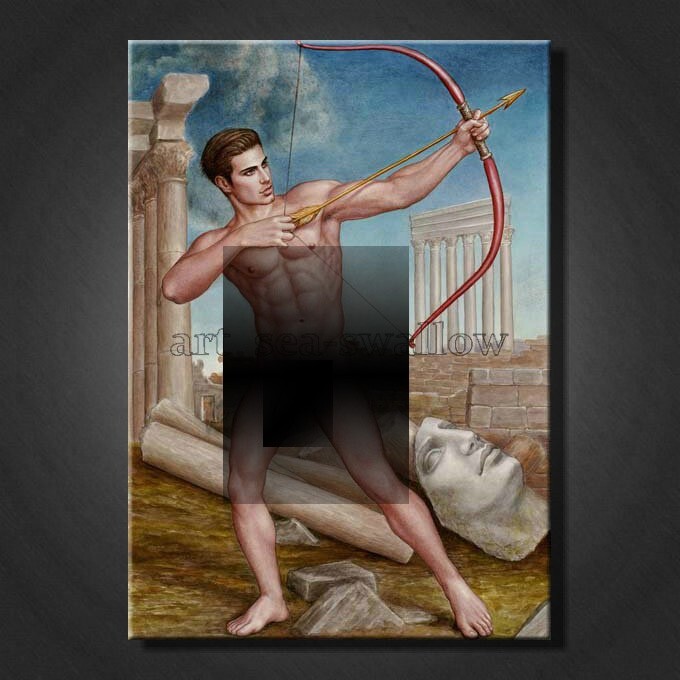 100%hand-painted oil paintings art Strong man n.ude on canvas 20x28in #055