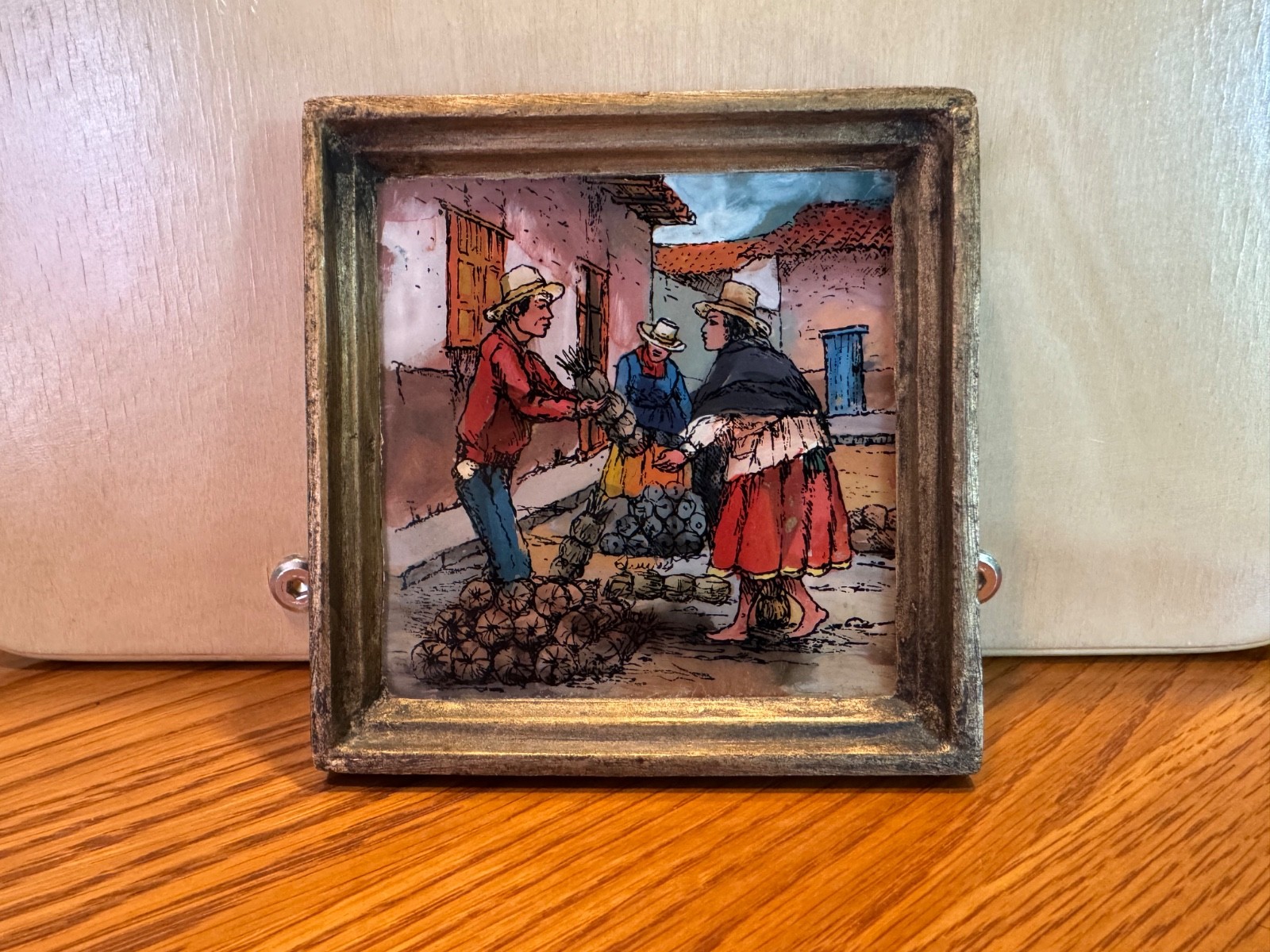 1989 peruvian reverse glass painting