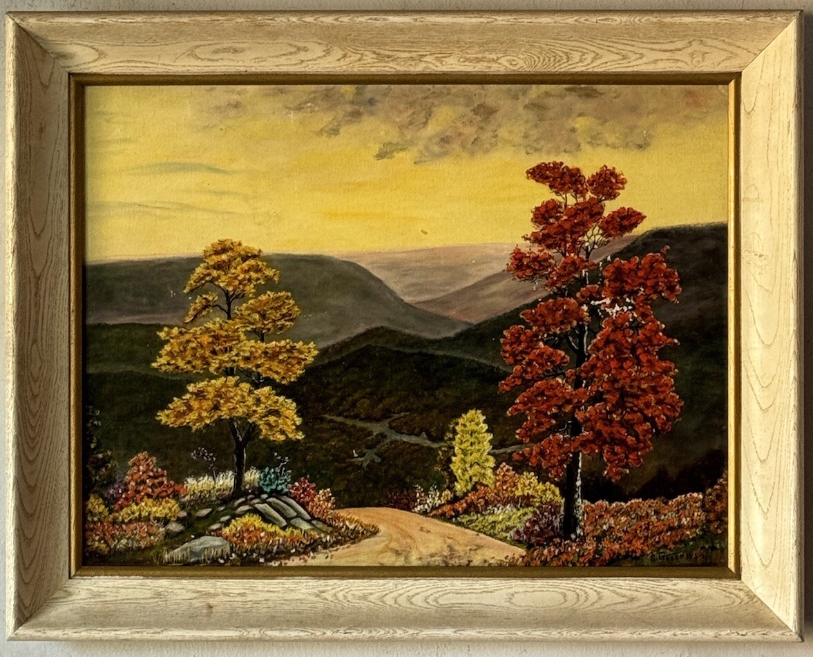 FINE ANTIQUE CALIFORNIA PLEIN AIR LANDSCAPE OIL PAINTING OLD VINTAG E GREEN 1965