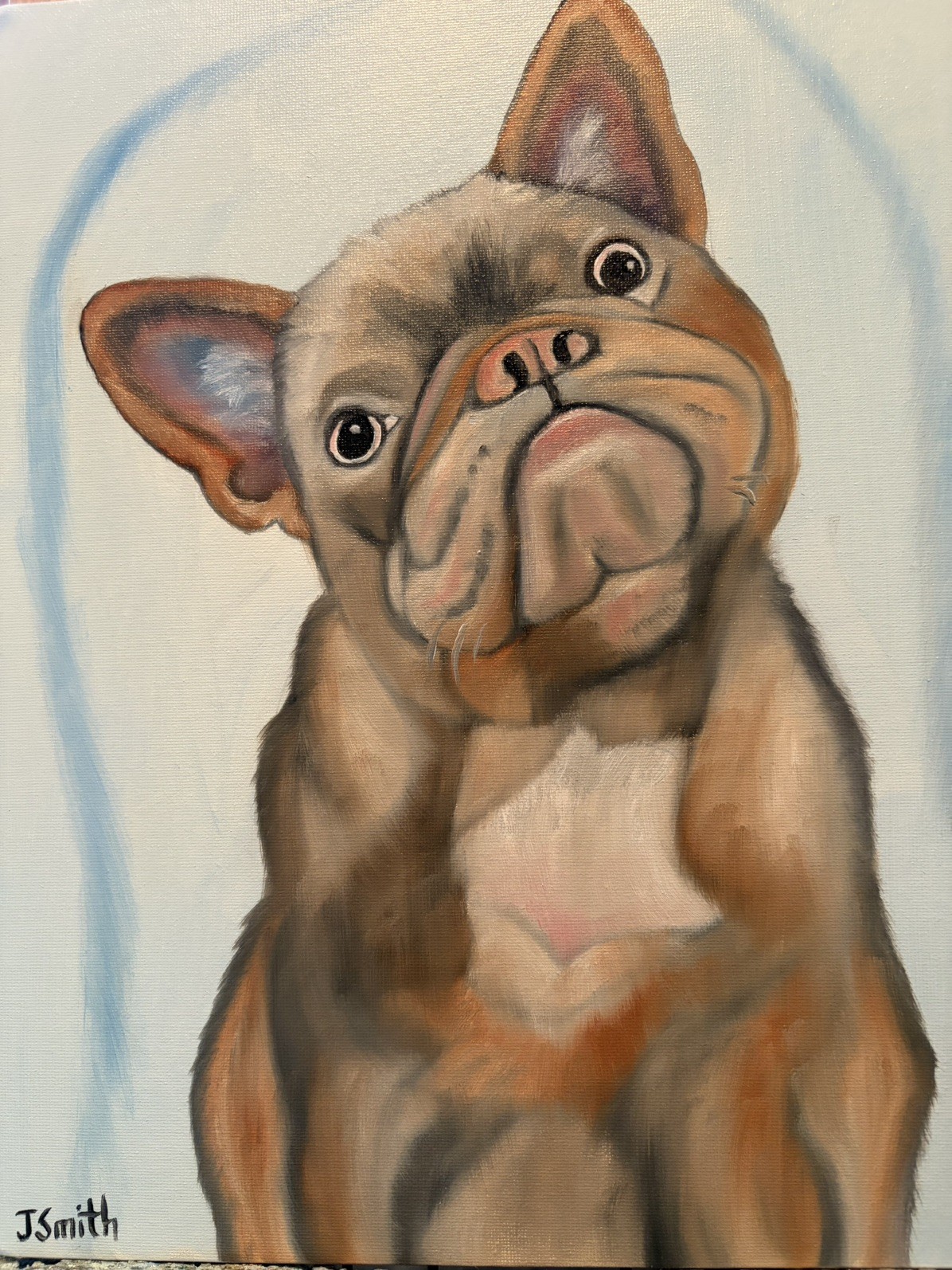 Original oil painting 11 x 14 inch French Bulldog with sassy attitude