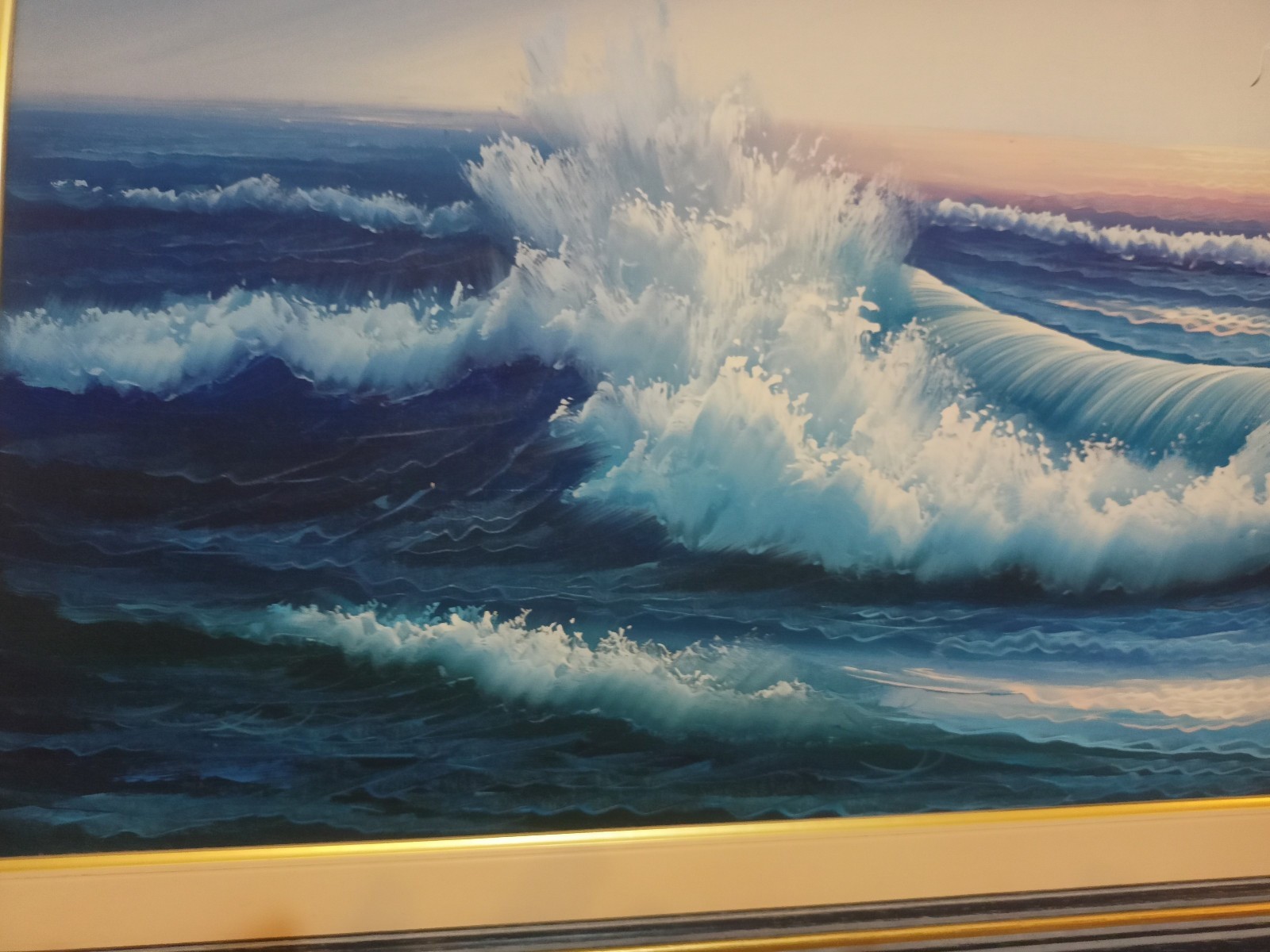Seascape Sea Ocean Waves Large Oil Painting Canvas Sun Set Rise Contemporary Art