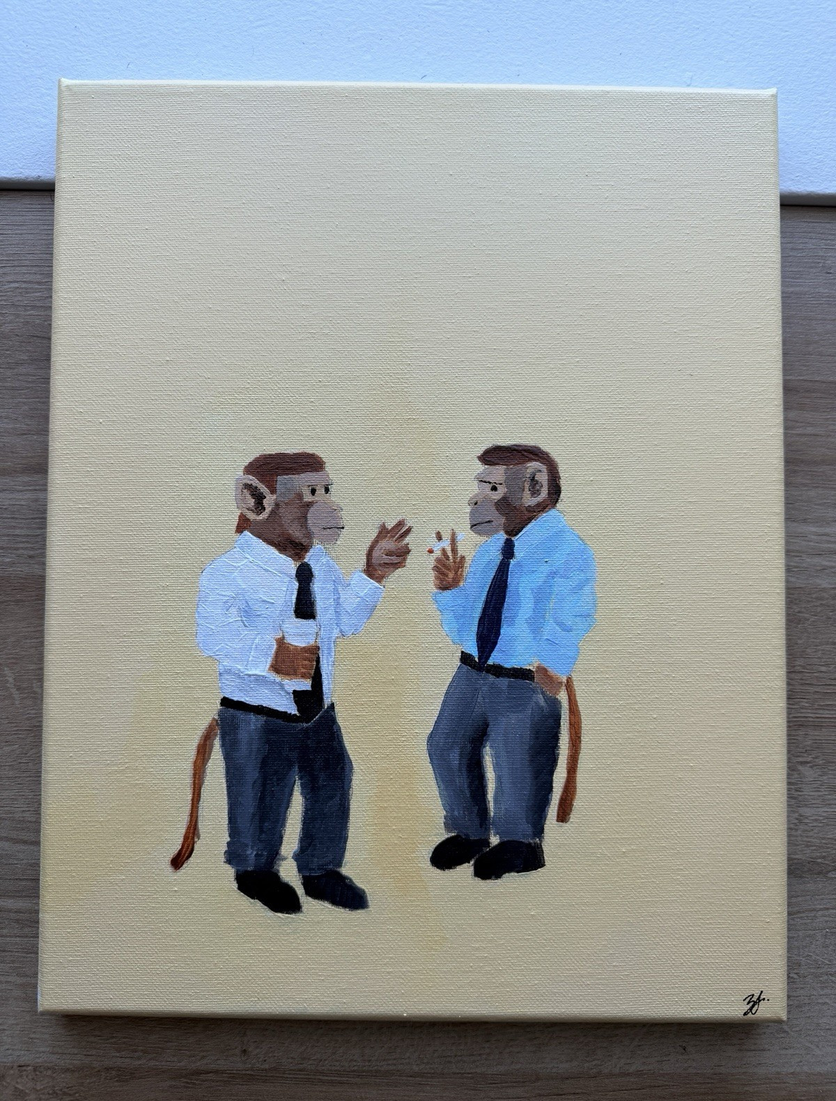 «Small Talk» Signed Original Acrylic Painting on Canvas Unframed (11×14)