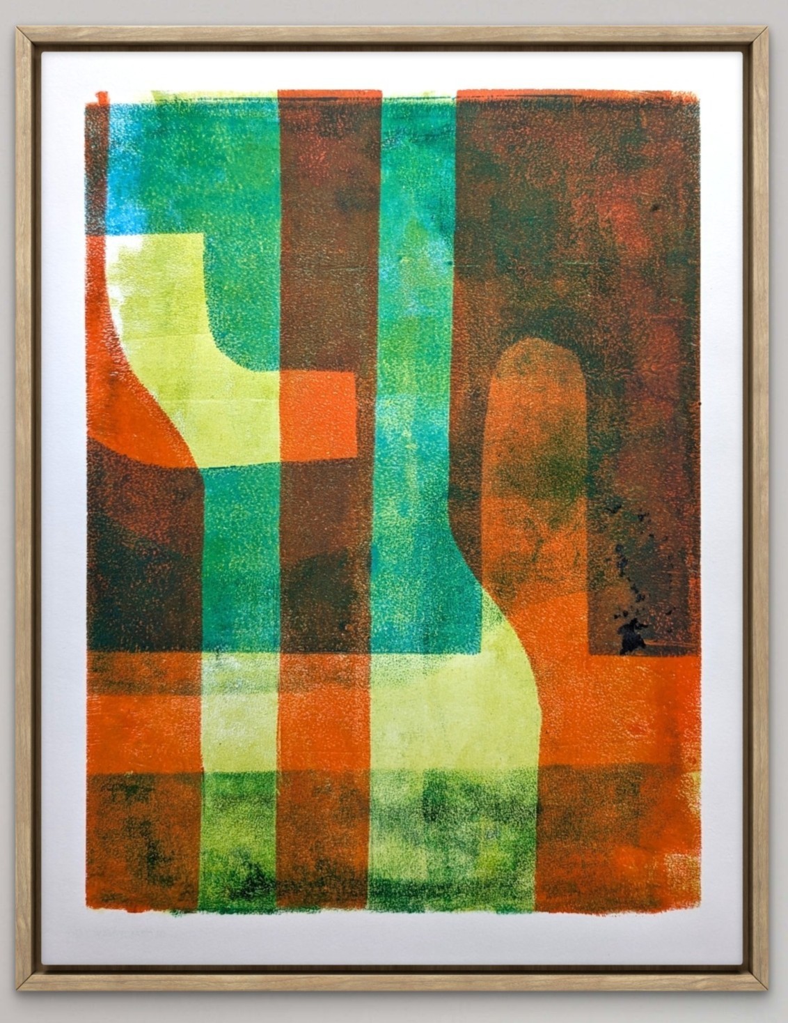 Original Abstract Art. Acrylic Monoprint MCM Style. 11×14 on Art Paper.