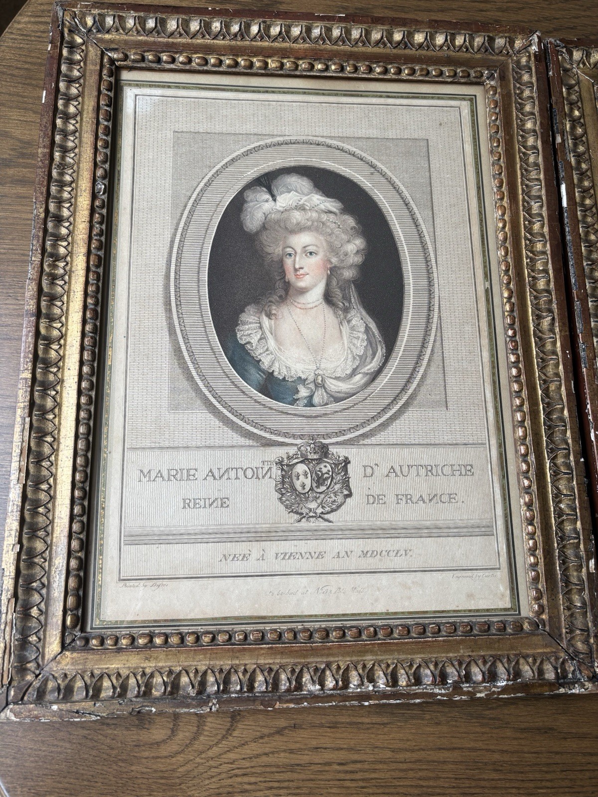 Pair 1793 Louis XVI & Marie Antoinette Stipple Engravings John Curtis Framed Set