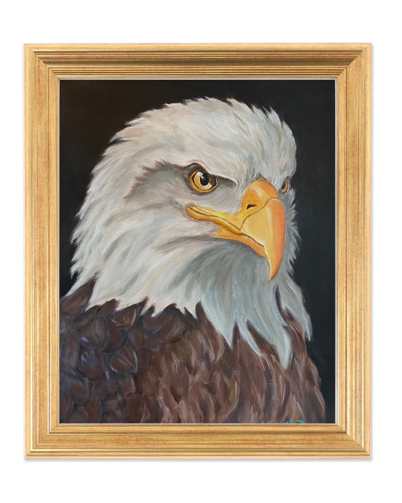 Bald Eagle Acrylic Painting Bird Portrait Original Art 9 x 12 inches