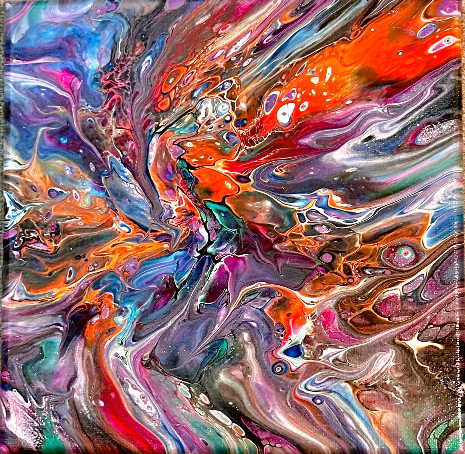 Original Acrylic 8″x8″ Canvas Art OOAK (One of a Kind) Auto, Date, Numbered 1/1
