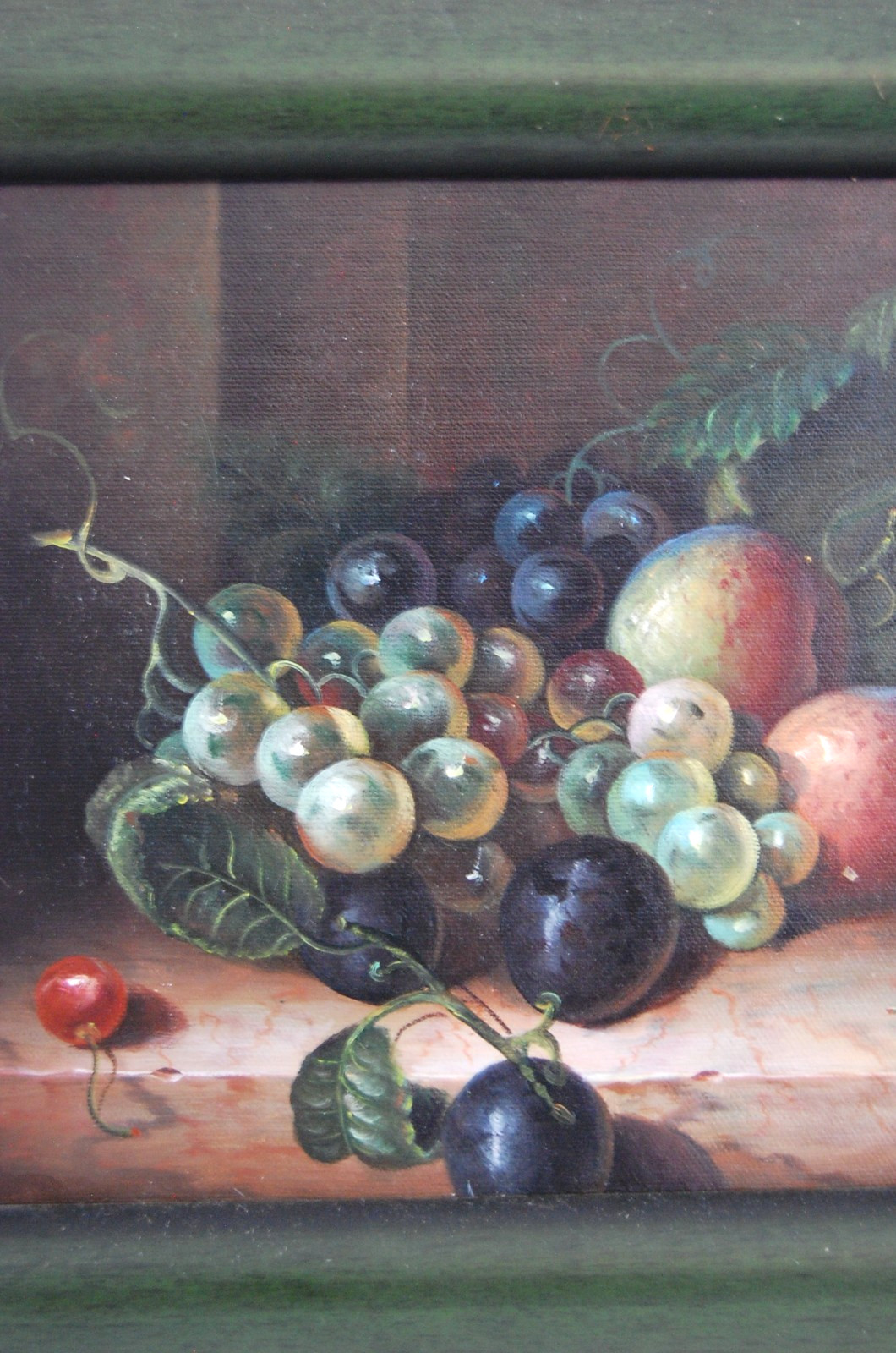 Framed Original Signed Coe Oil Painting Grapes, Berries Fruits a Still Life 10X8