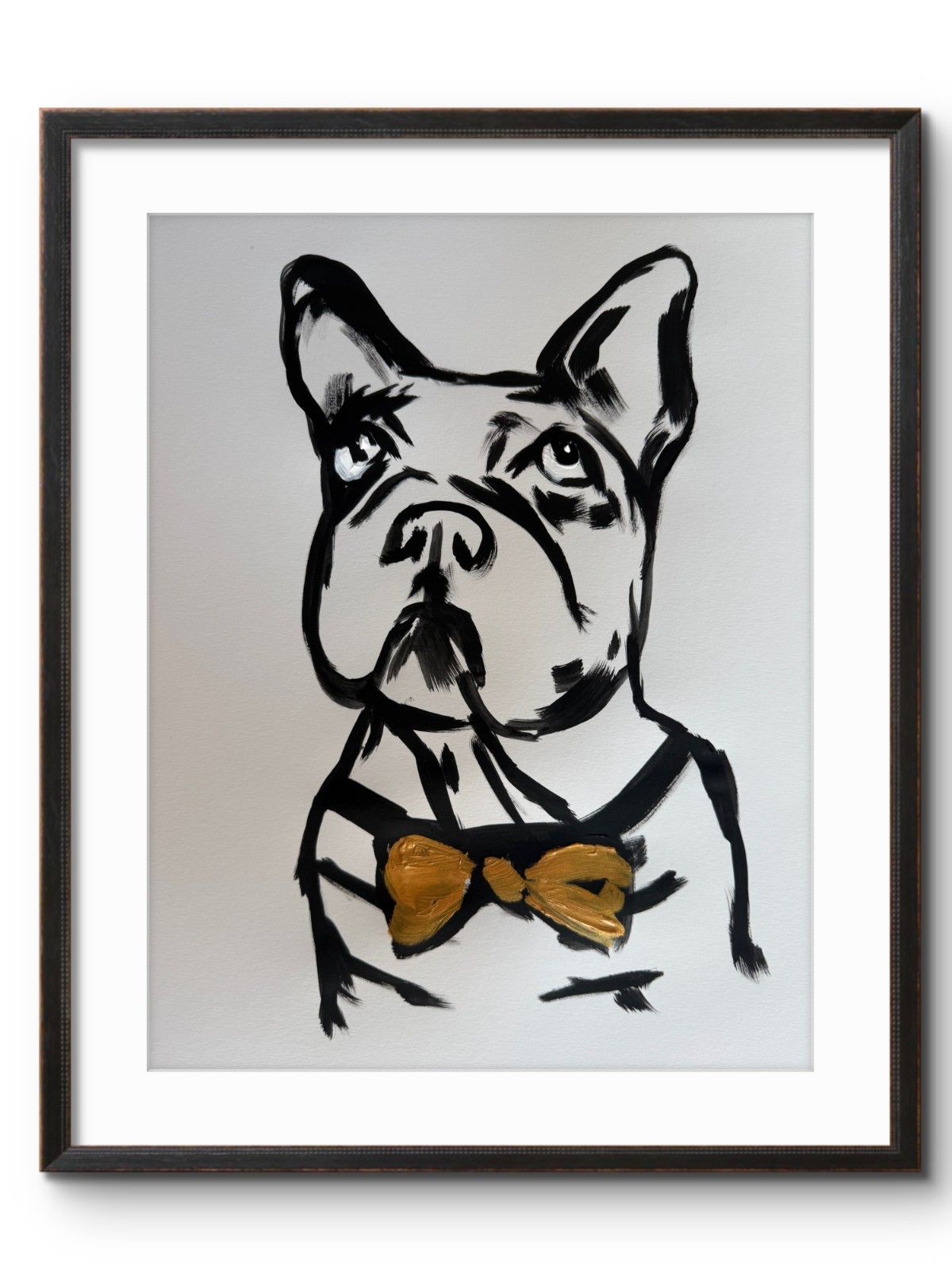 FRENCHIE IN GOLD BOWTIE 11×114 Original Art #63 PAPER Fine Art