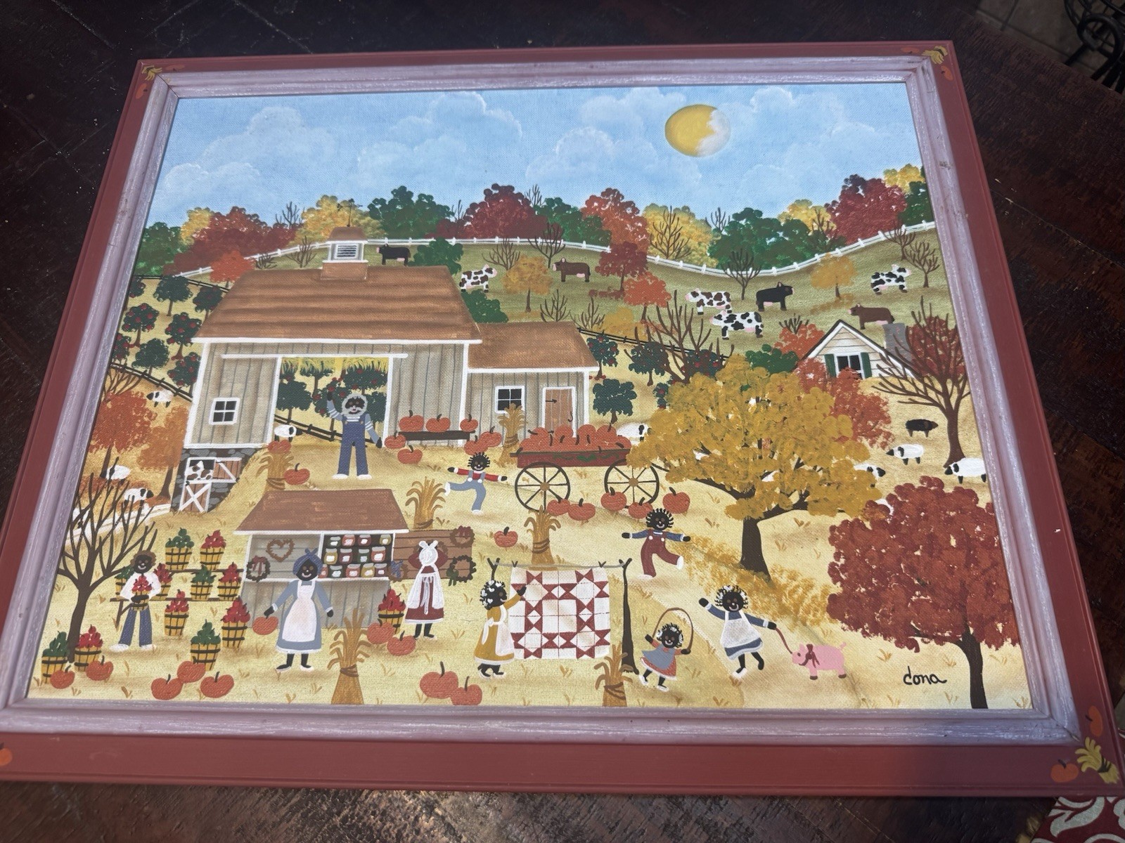 Dona Douma “Fall Splendor” Folkart Oil Painting, Signed ‘88
