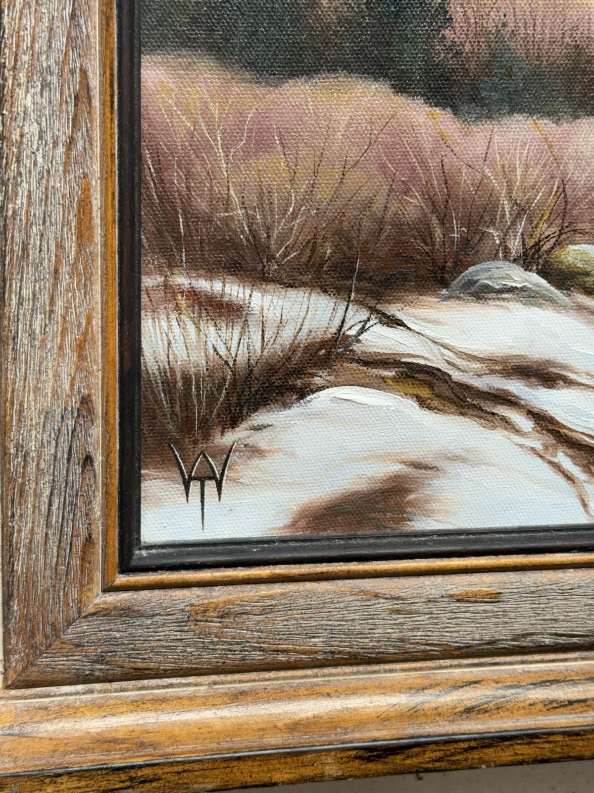 Signed Original Mountain River Forest Landscape Framed Plein Air Framed
