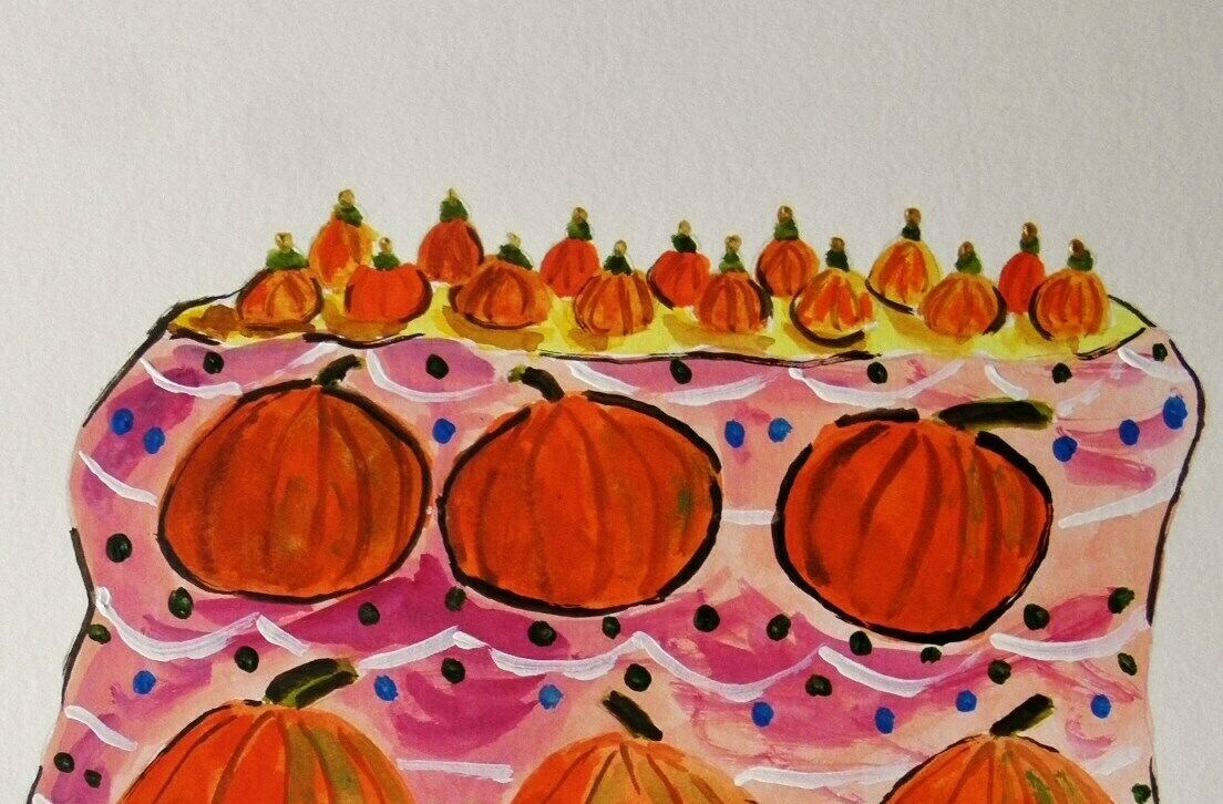 Original Bakery Sketch Cake Food Watercolor Impressionism