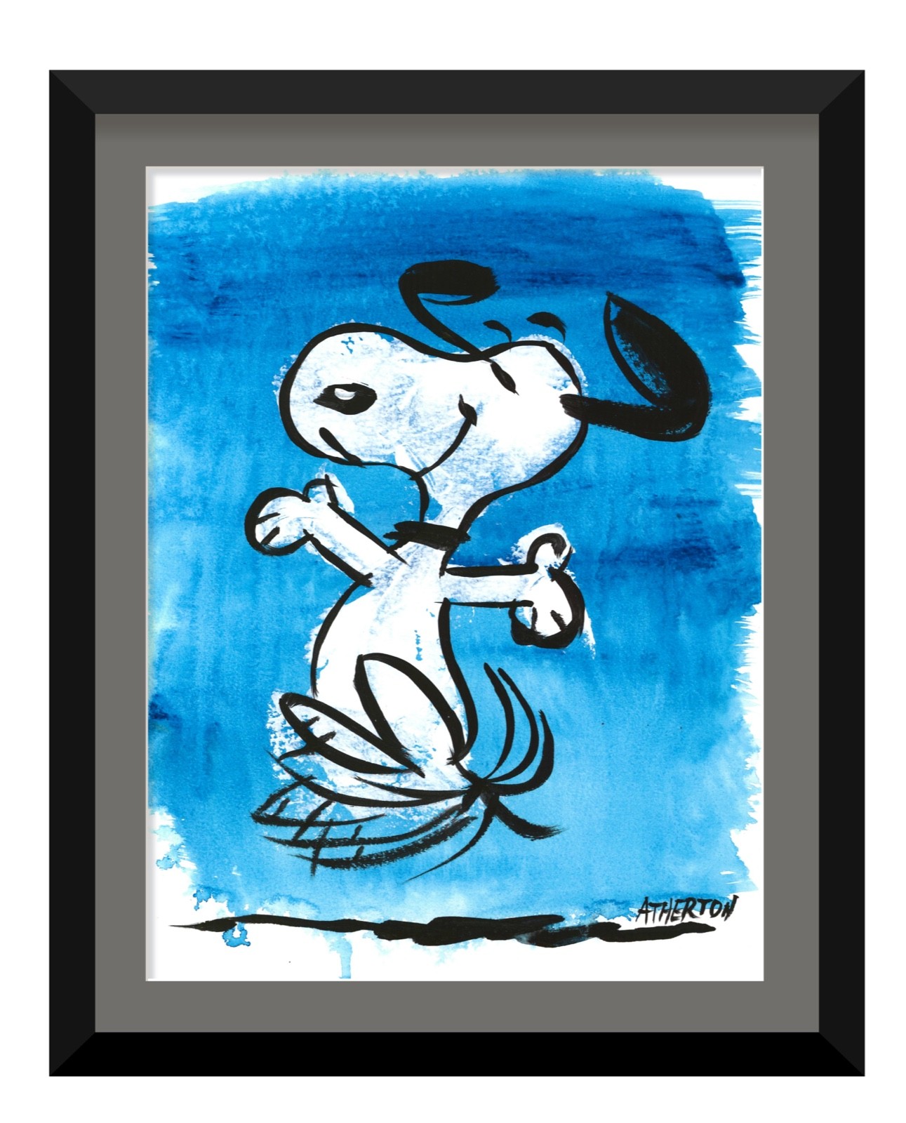 Original Dancing Dog Painting Whimsical Cartoon Art Acrylic «Snoopy Dance 5»
