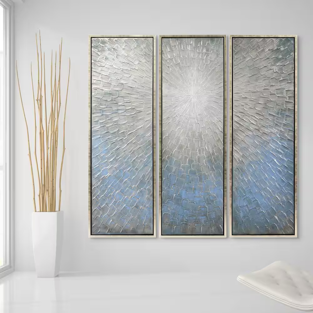 60 In. X 20 In. «Silver Ice» Textured Metallic Hand Painted by Martin Edwards Wa