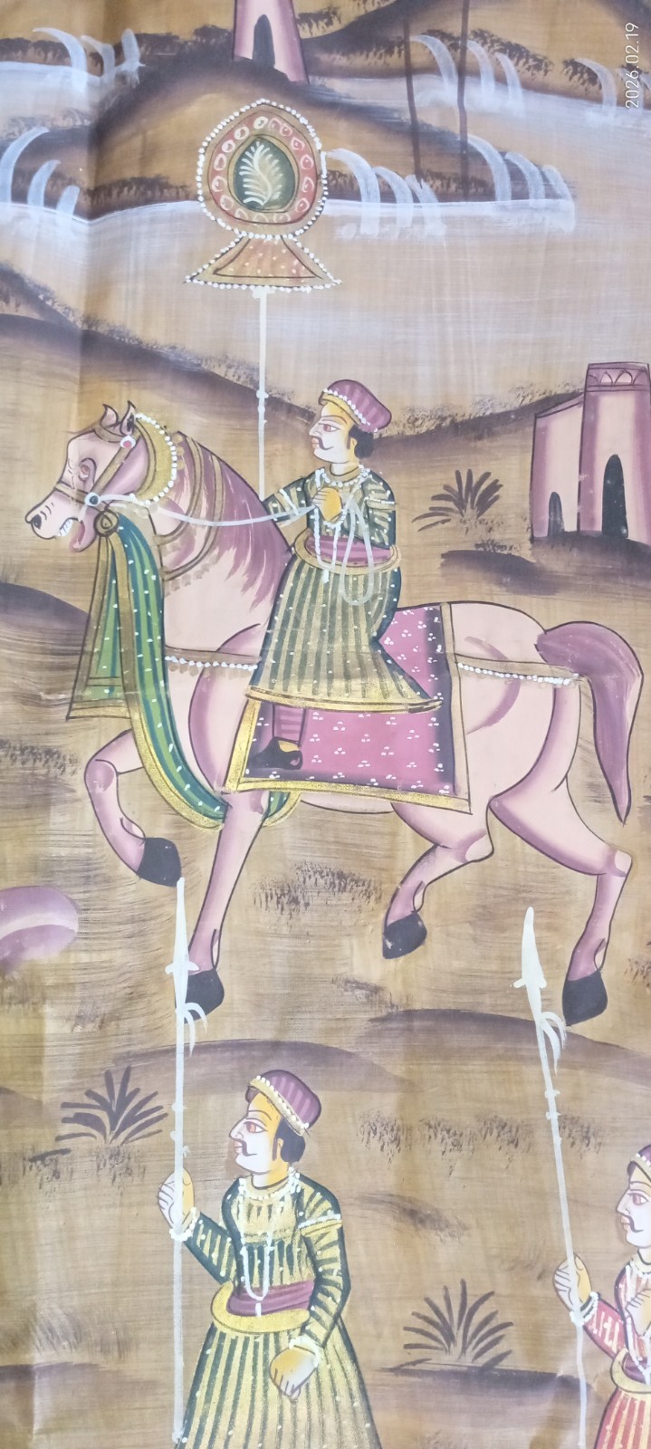 FABULOUS India Indian Folk Art PICHWAI PAINTING on Fabric Textile Silk? ESTATE