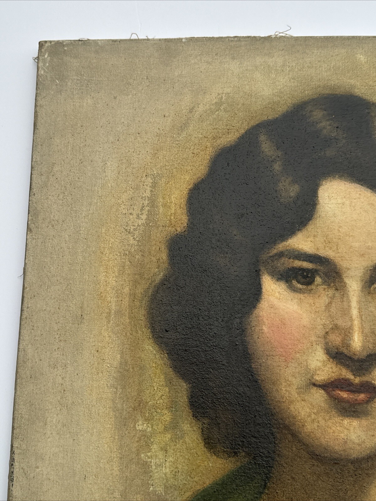 ANTIQUE MEXICAN PAINTING PORTRAIT 1930’S PRETTY WOMAN FEMALE MODEL signed oil