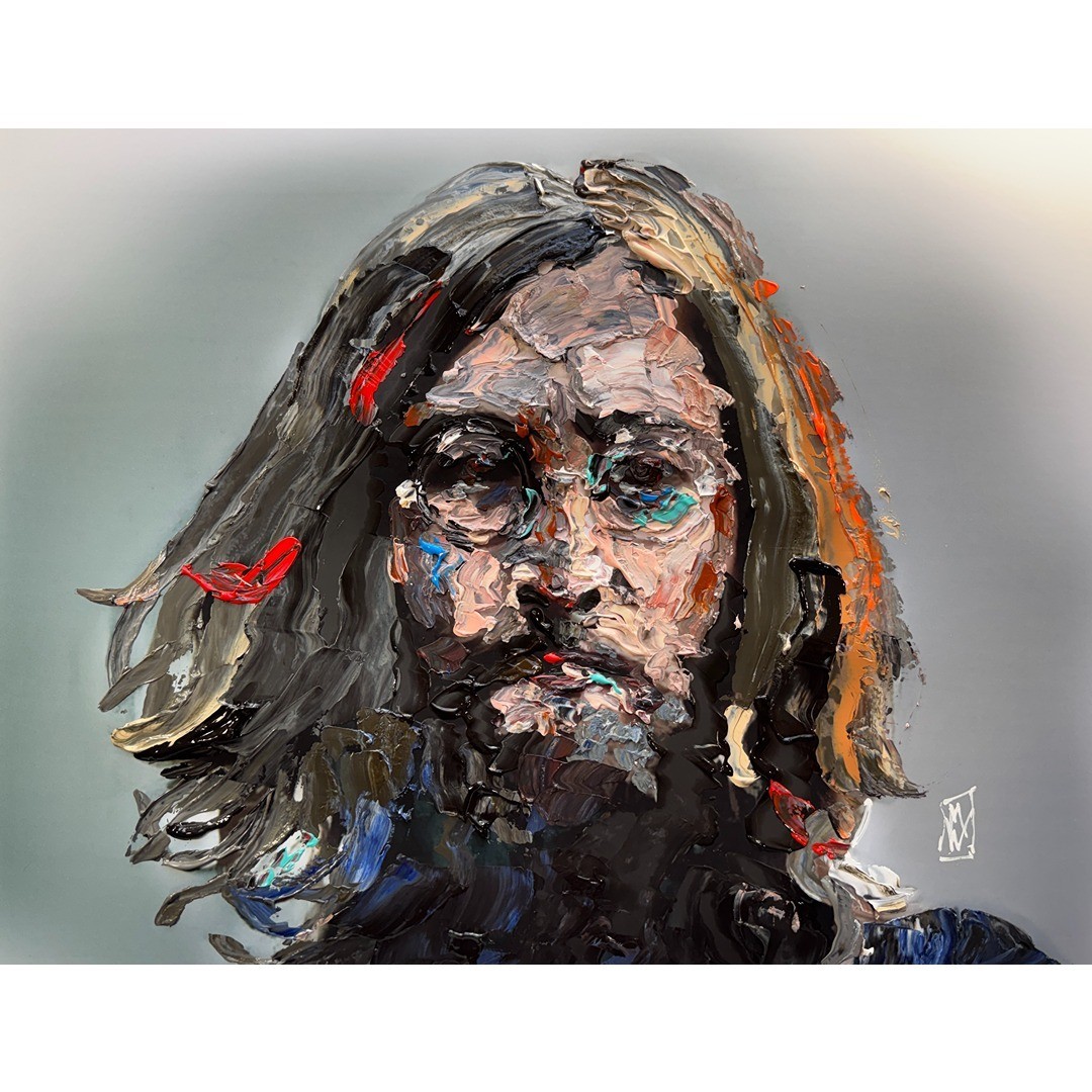 ORIGINAL John Lennon Textured Palette Knife Music Art Painting Portrait 12×16″