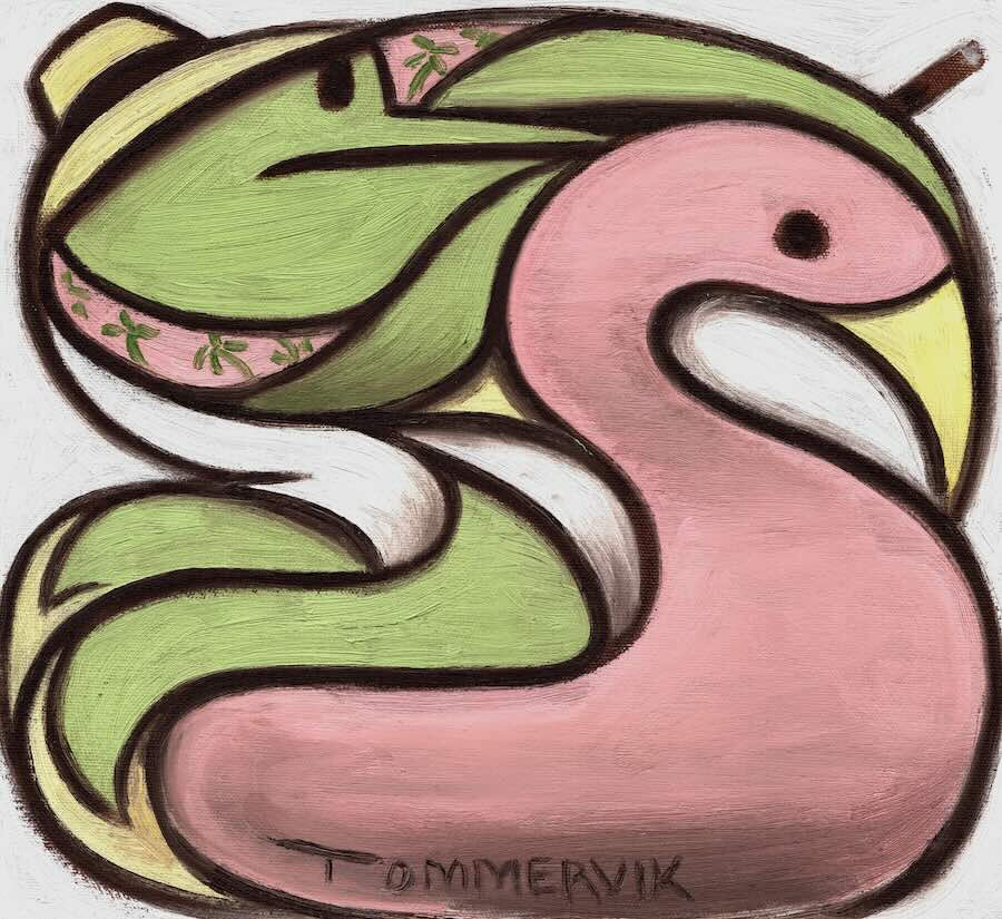 Frog Painting Flamingo Wall Art South Florida Artwork Tropical Original ainting