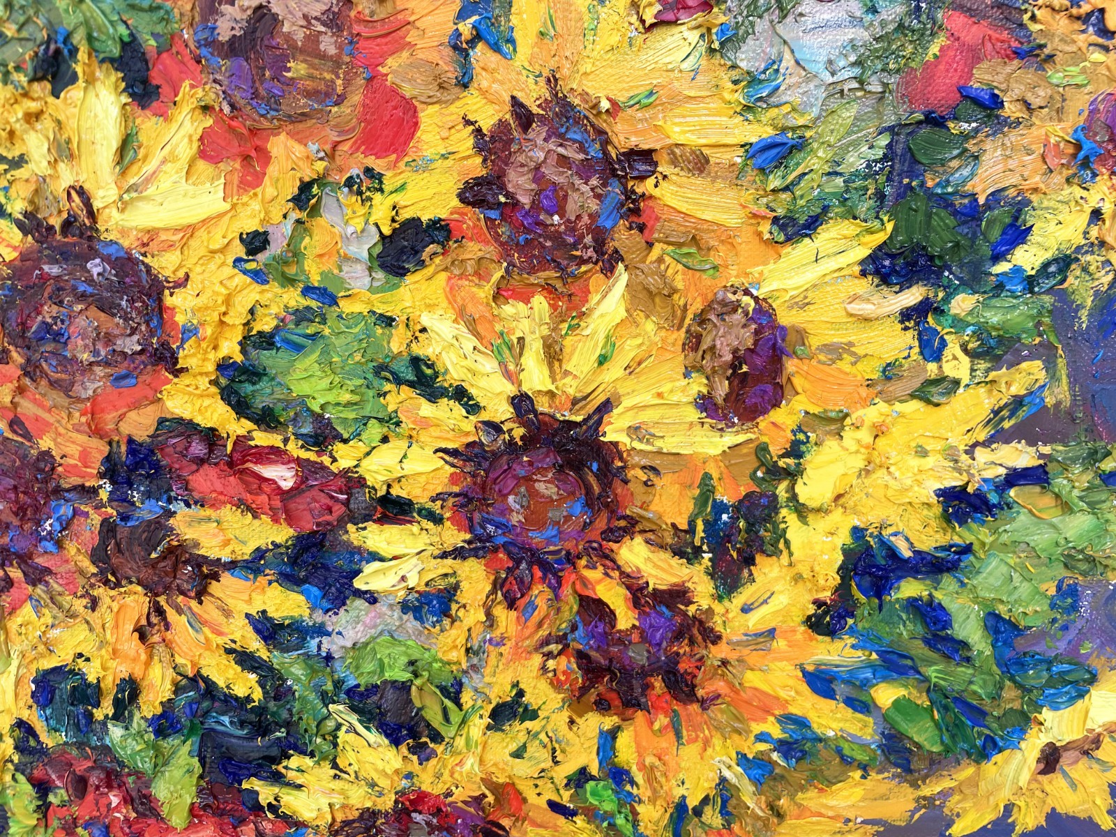 Flowers artwork painting IMPRESSIONISM Original Oil on canvas by E Chernyakovsky