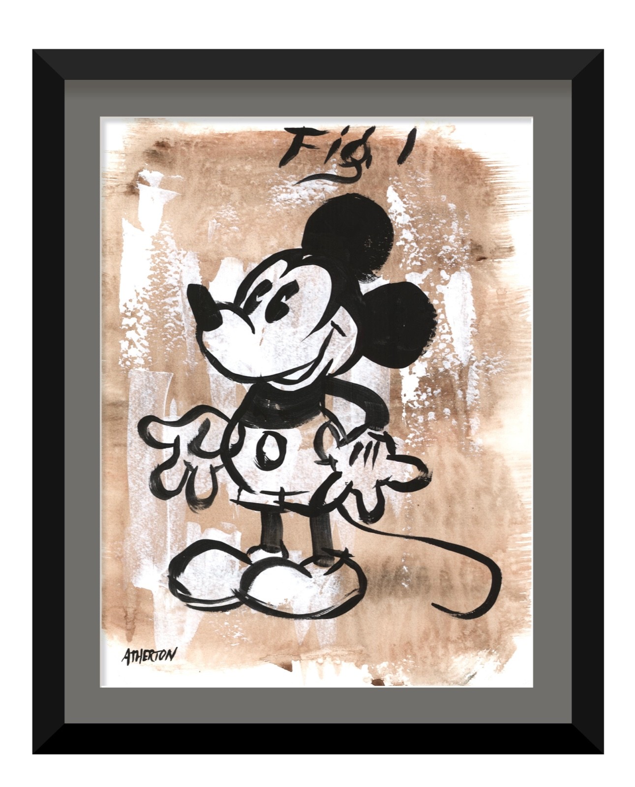 Atherton 9×12 Original Pop Art Original Mouse Painting «Fig. 1 Mickey 1» signed