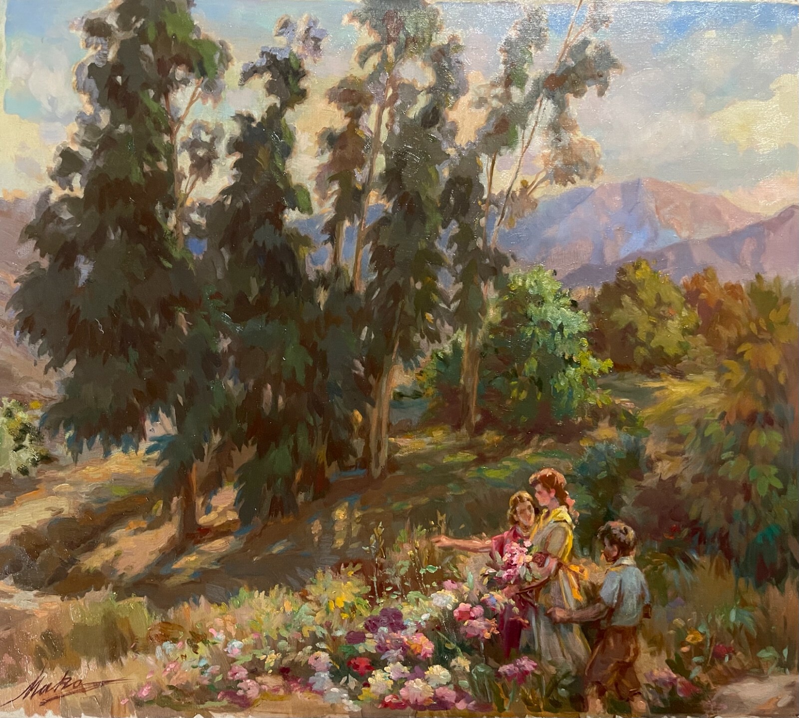 «Mother’s Day Bouquet» La Canada, Painting by BARTHOLOMEW MAKO, 1940’s, CA