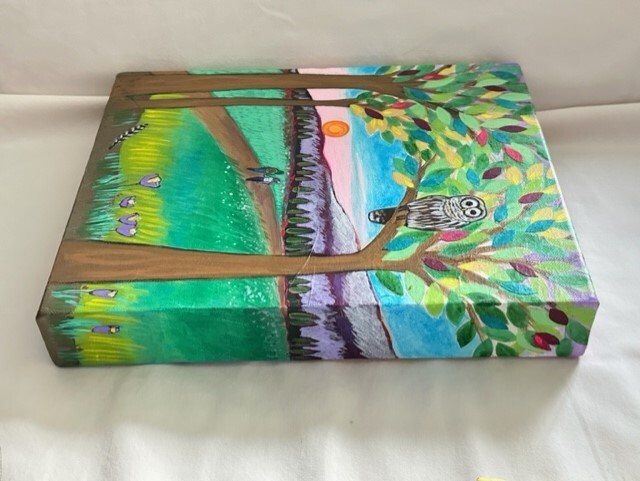Signed LORI PORTKA Original Canvas Oil Painting Couple Sunset Scene