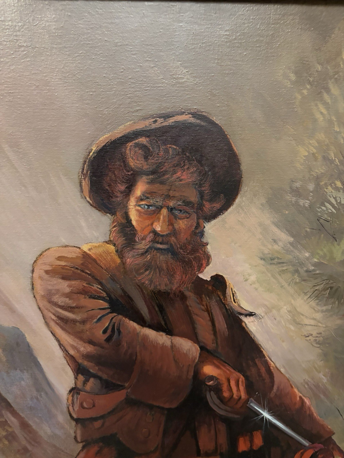 Scottish Highlander Warrior Oil Panting James MacBride Framed Vintage 81 X 45