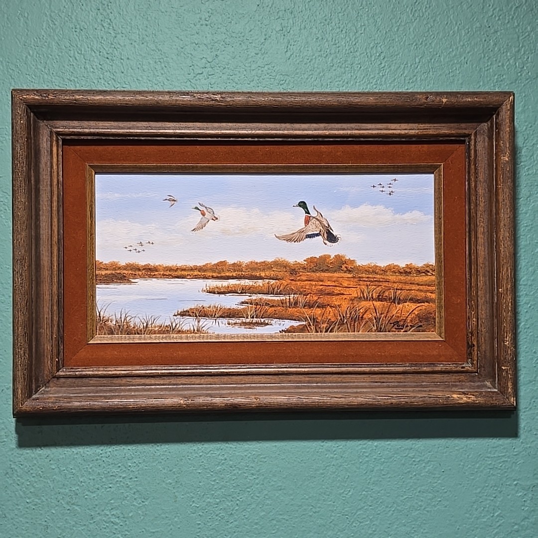 Vintage Original Texas Painting Oil Or Acrylic On Cardboard By Artist Pogue