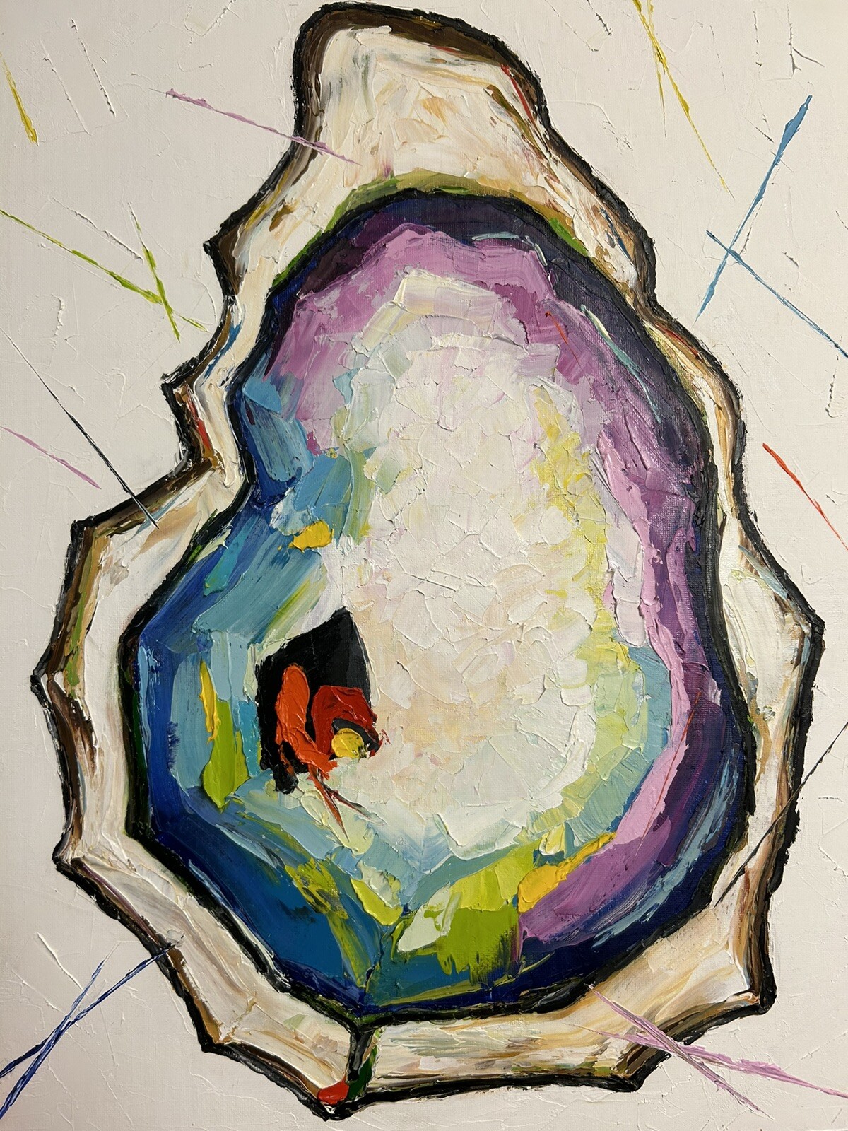 Impressionism Original Hand Painted Impasto Oil Painting Oyster 16×20 Signed