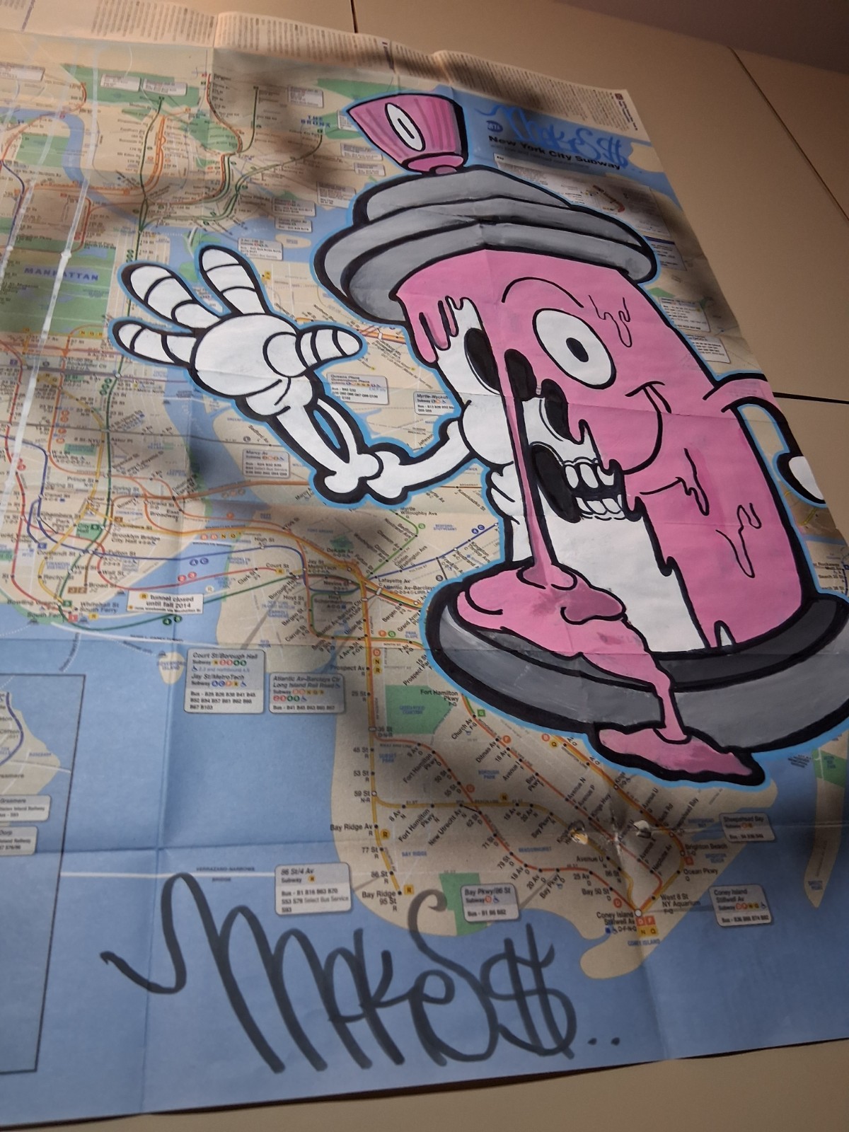 Spray can Map Painting – 23 x 34 Inches – NYC Original ✨️